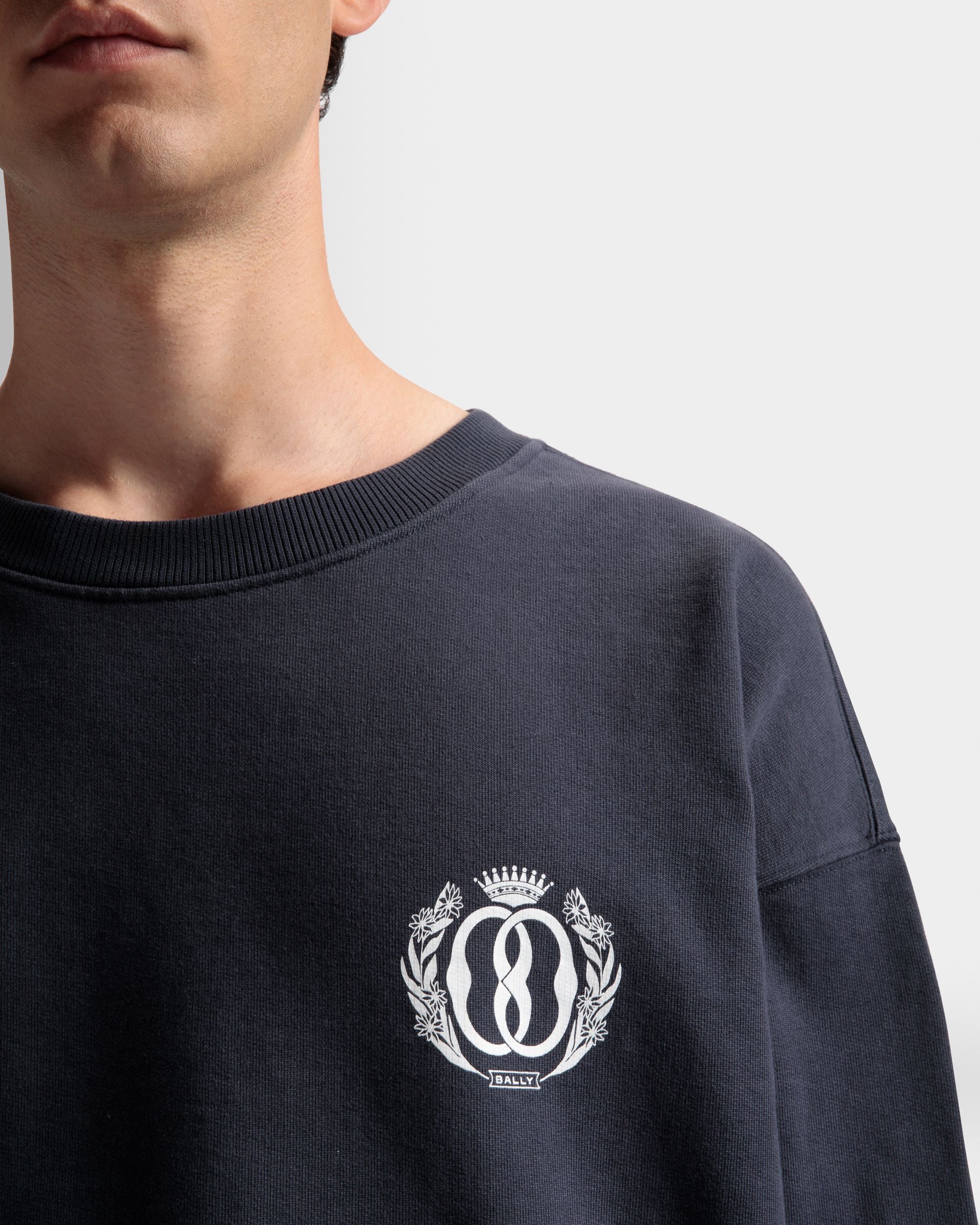 Sweatshirt mit Tasche Aus Baumwolle in Mitternachtsblau - Herren - Bally - 04