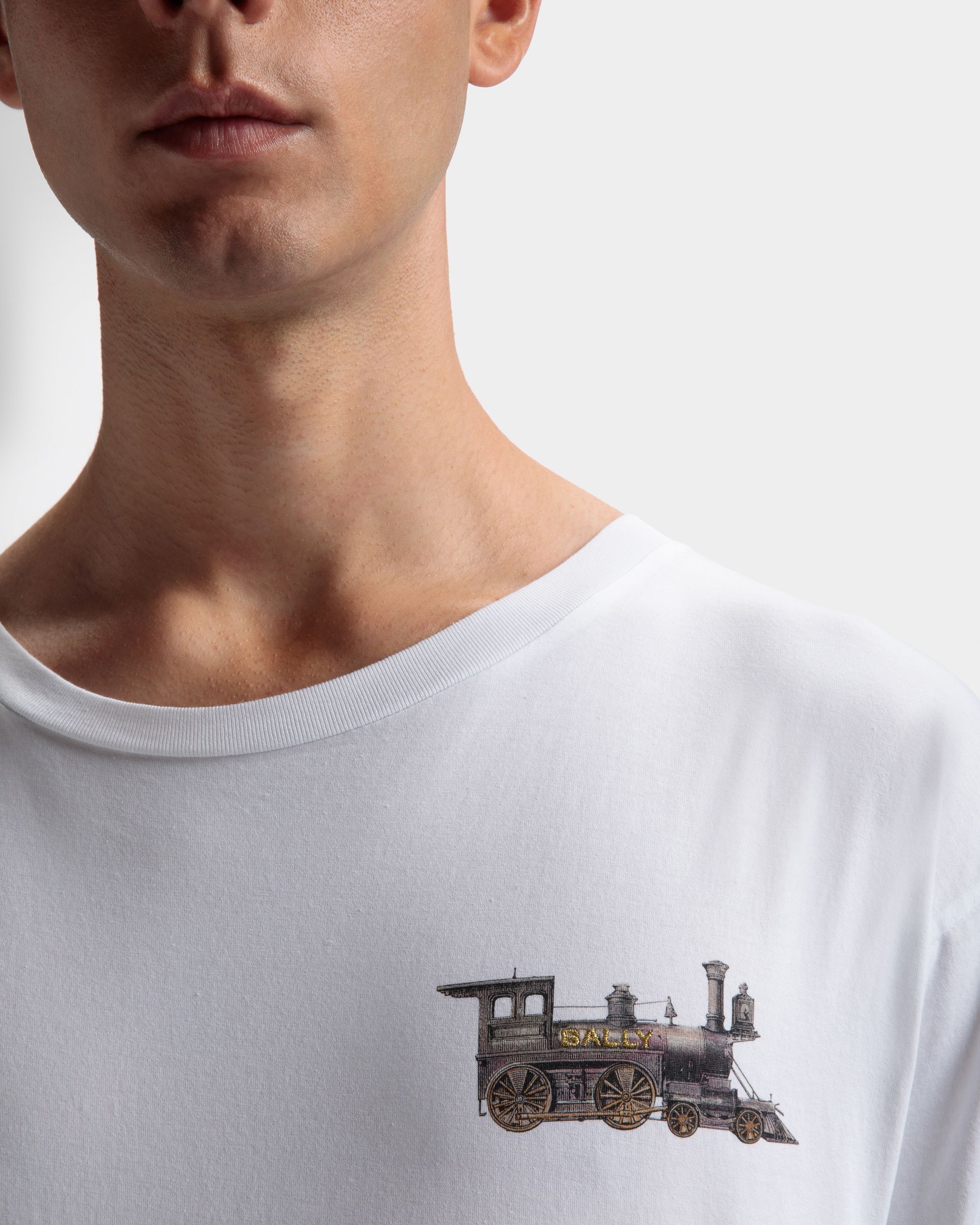 T-Shirt mit Train-Motiv Aus weißer Baumwolle - Herren - Bally - 04