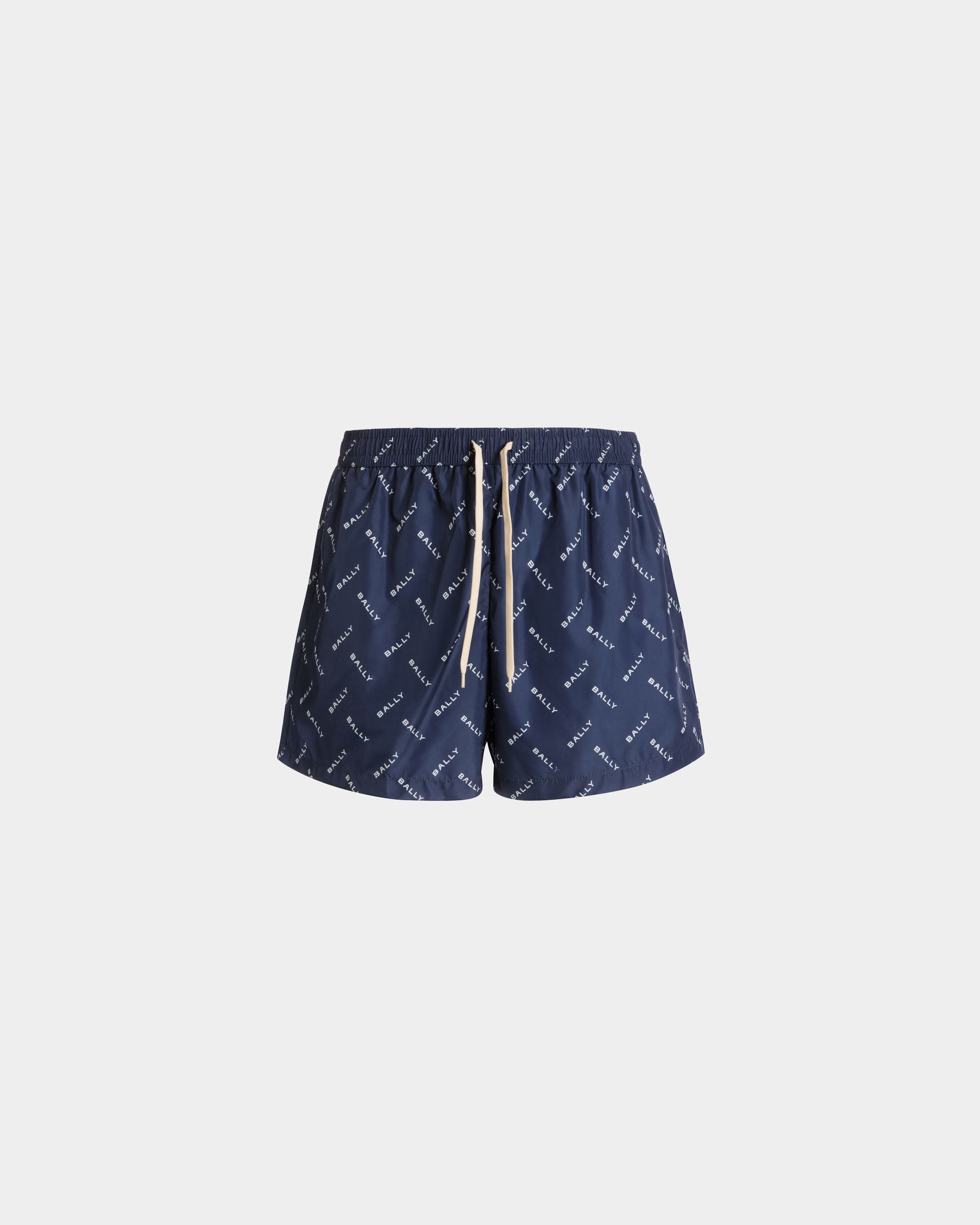 Badehose Aus Blauem Stoff Mit Logo-Print - Herren - Bally - 01