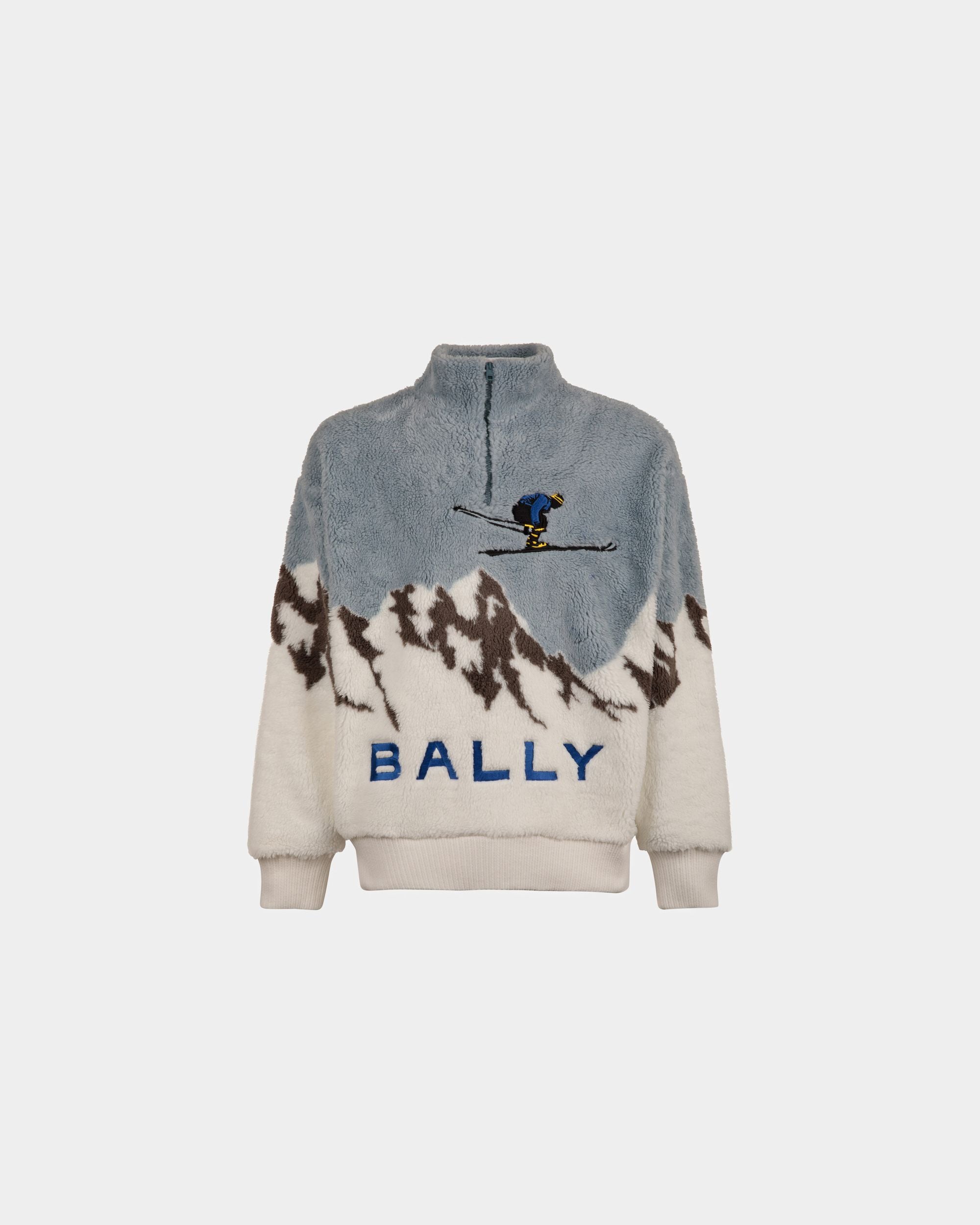 Sweatshirt Aus Sherpa-Fleece In Hellblau Und Weiß - Herren - Bally - 01