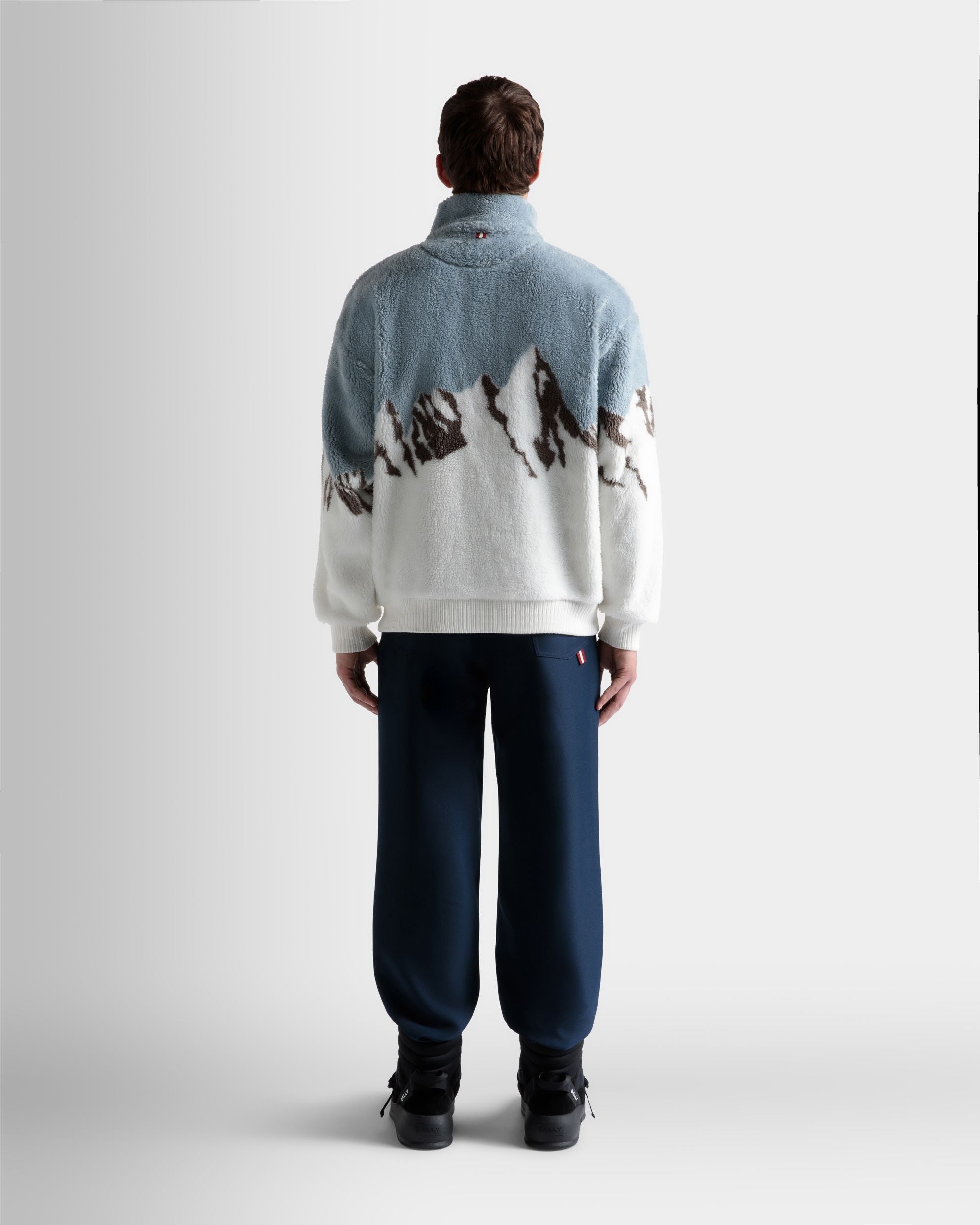 Sweatshirt Aus Sherpa-Fleece In Hellblau Und Weiß - Herren - Bally - 06