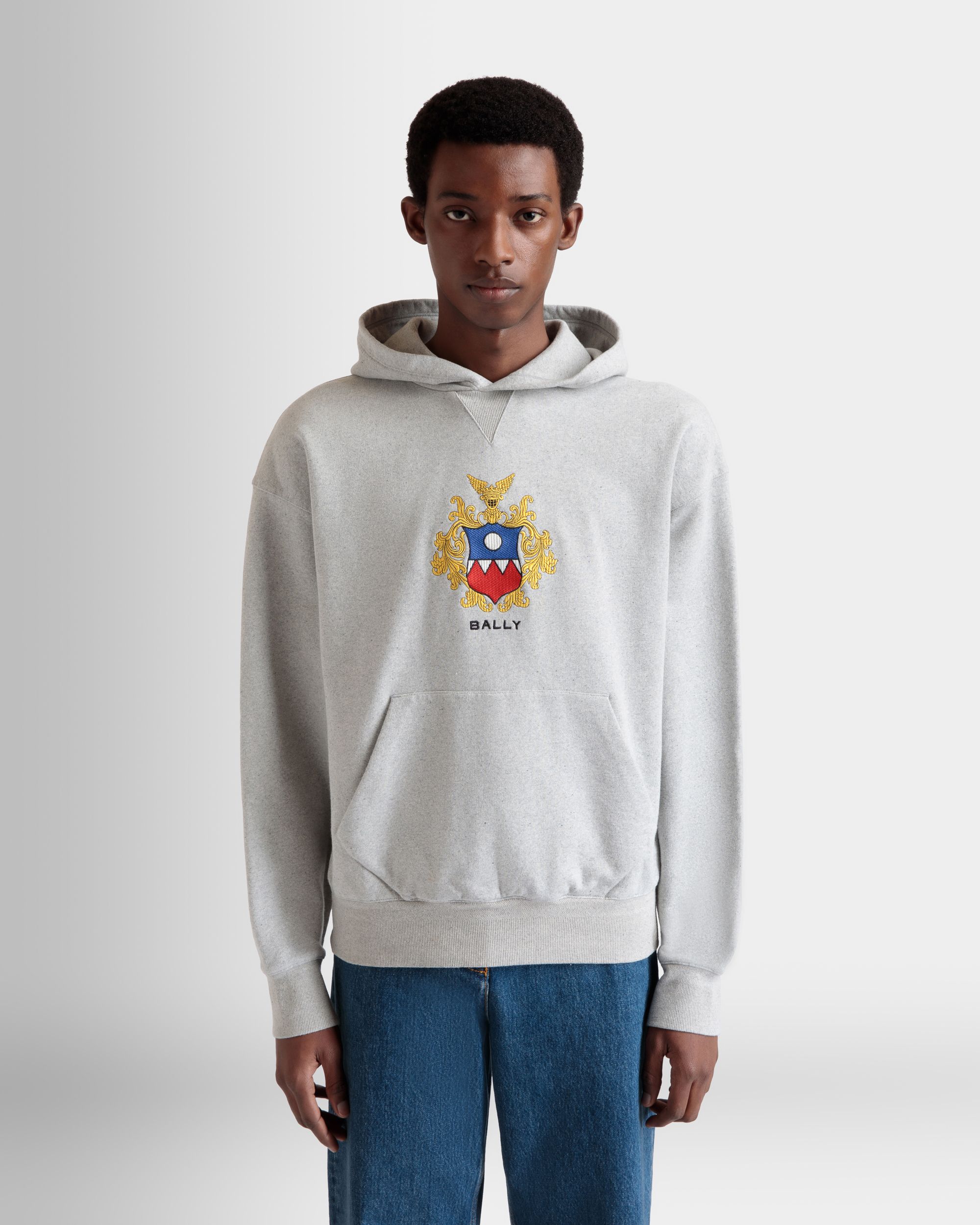 Kapuzenpullover Aus Baumwolle In Grau Meliert Mit Bally Crest Logo - Herren - Bally - 03