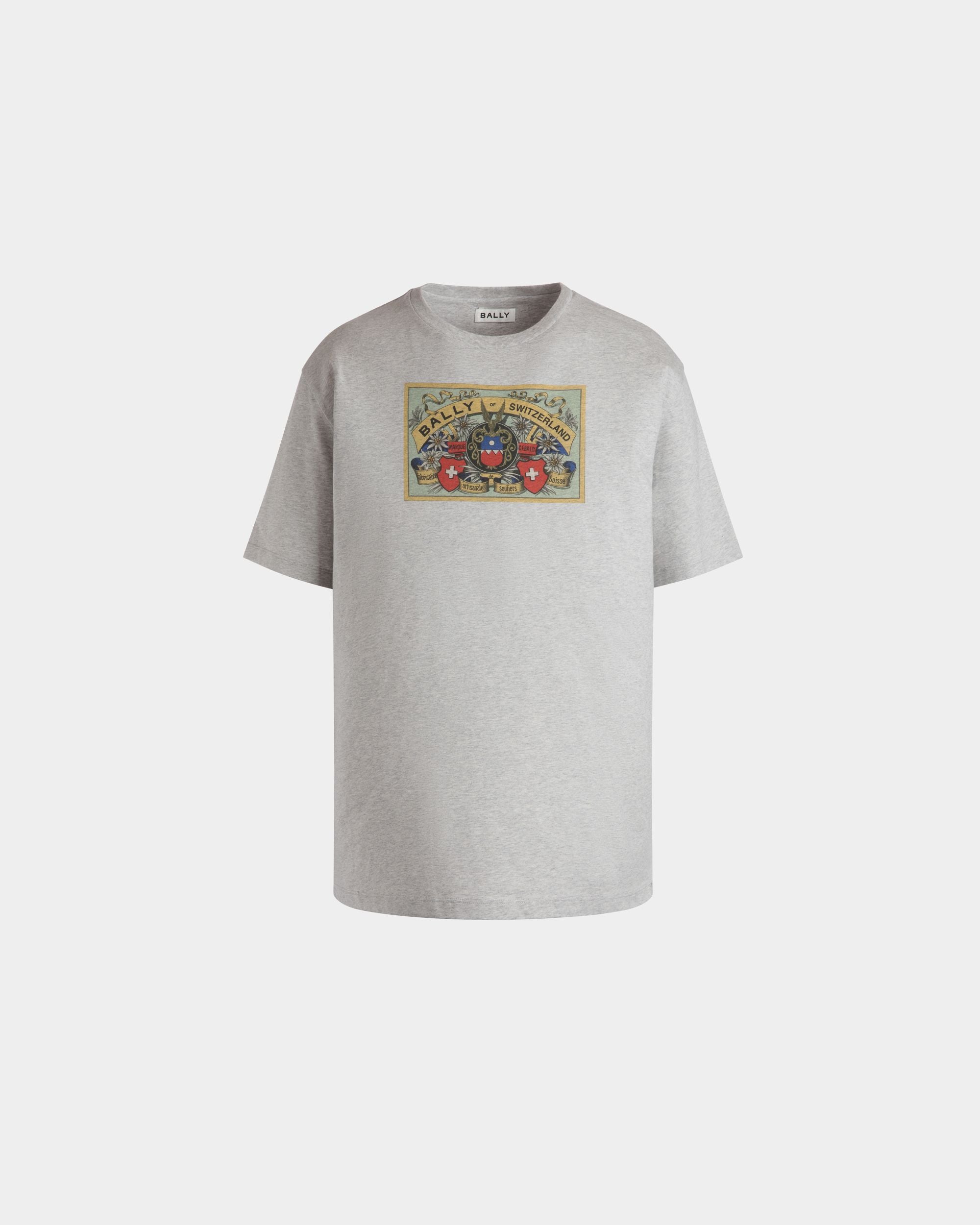 T-Shirt Aus Baumwolle In Grau Meliert Mit Bally Crest Label - Herren - Bally - 01