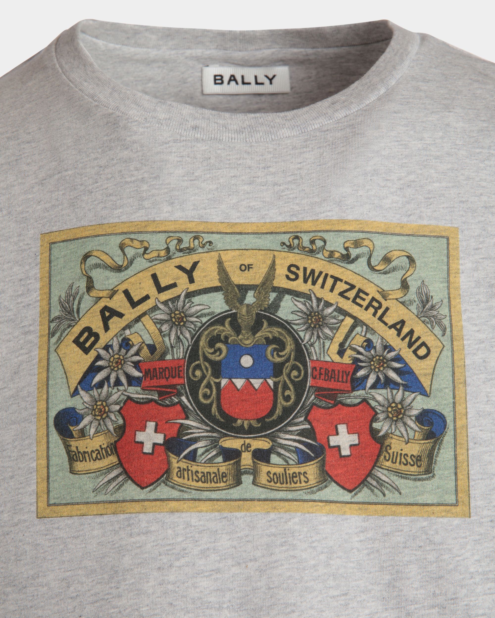 T-Shirt Aus Baumwolle In Grau Meliert Mit Bally Crest Label - Herren - Bally - 02