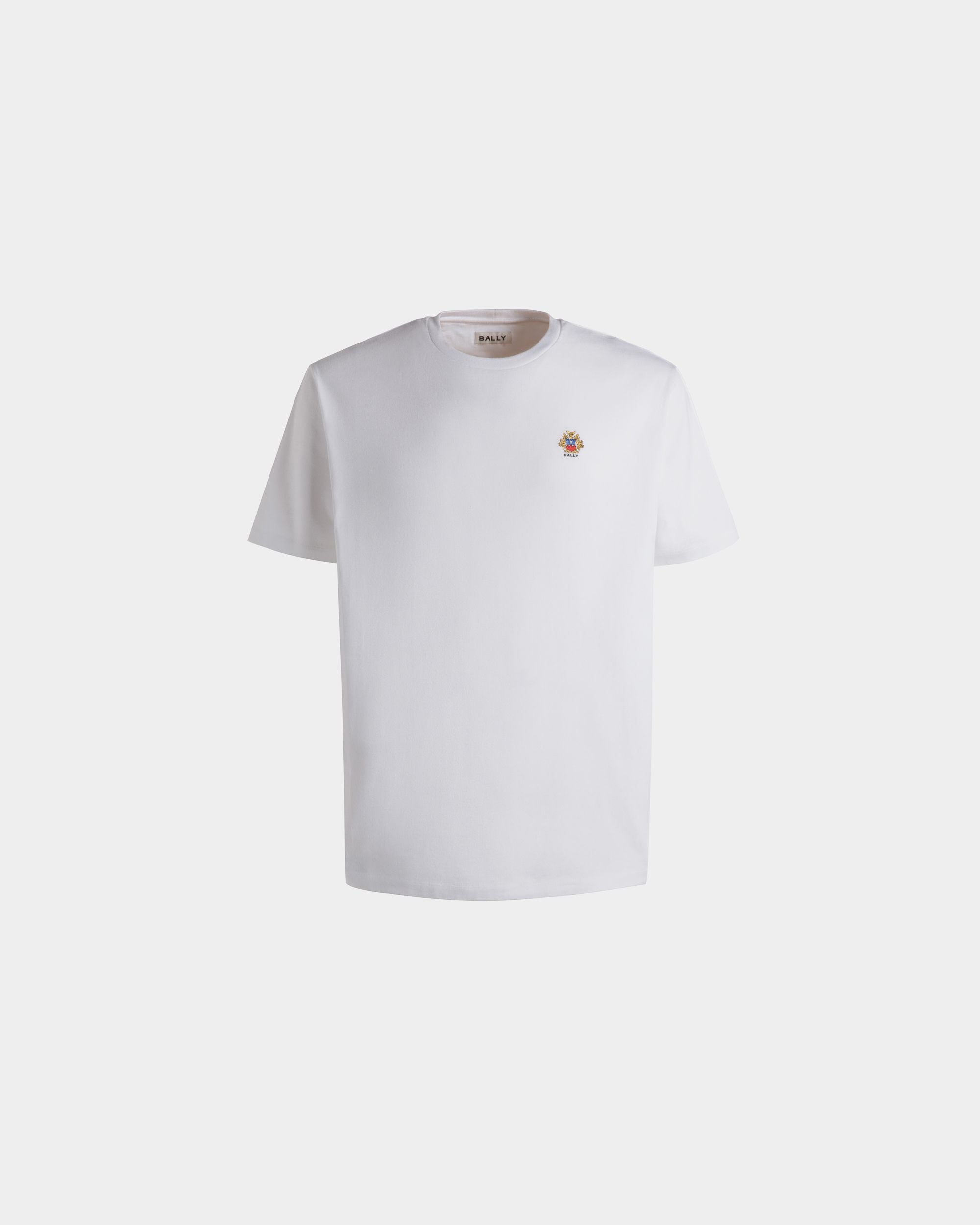 T-Shirt Aus Baumwolle In Weiß Mit Bally Crest Logo - Herren - Bally - 01