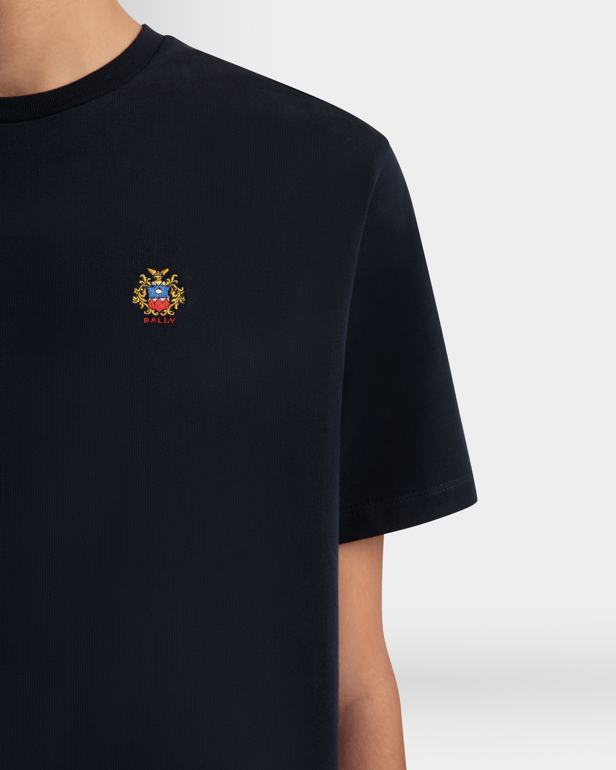 T-Shirt Aus Baumwolle In Navy Blue Mit Bally Crest Logo - Herren - Bally - 03