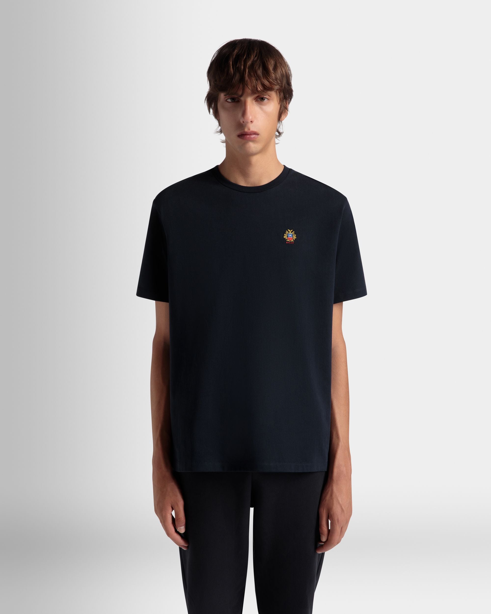 T-Shirt Aus Baumwolle In Navy Blue Mit Bally Crest Logo - Herren - Bally - 08