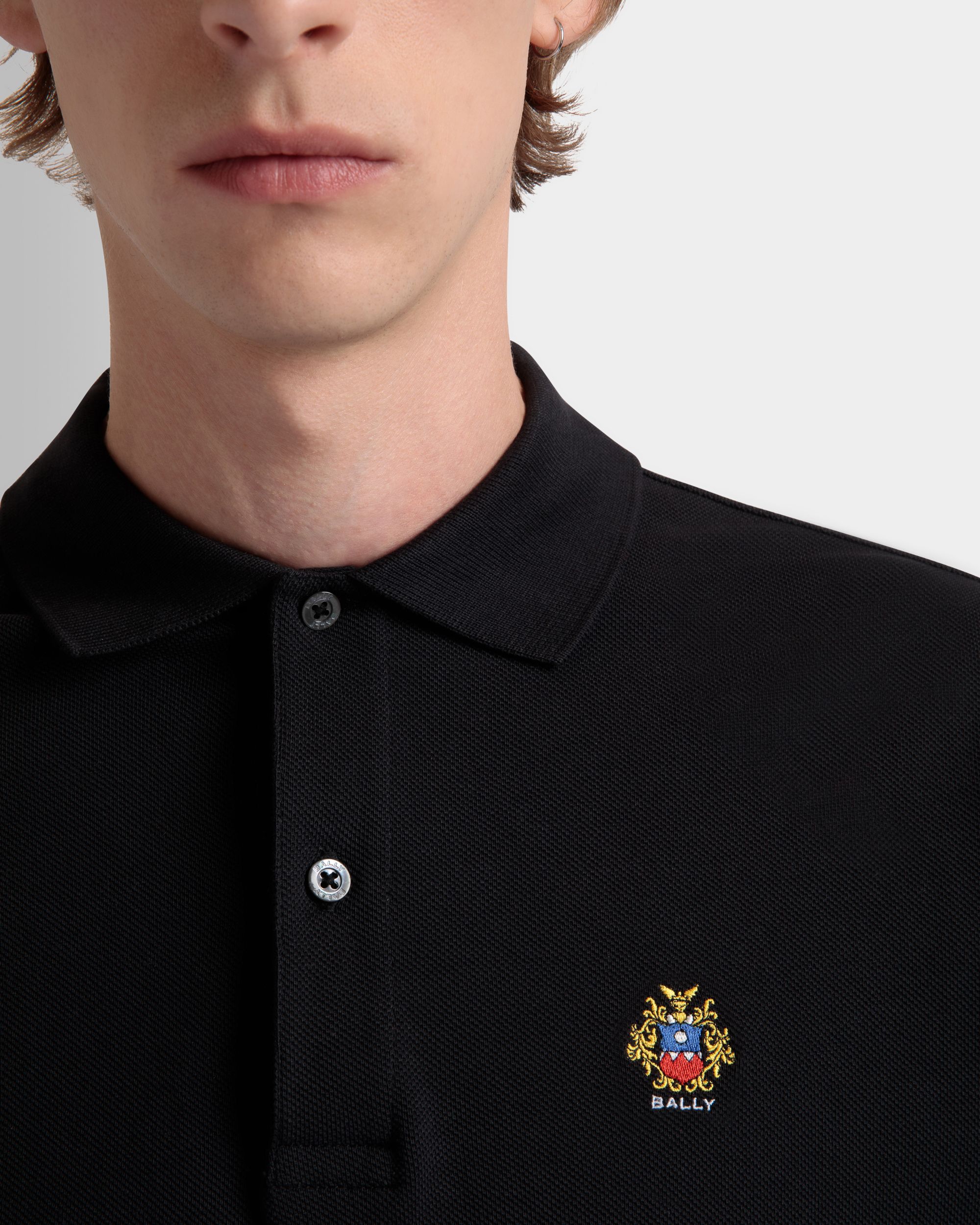 Poloshirt Aus Baumwolle In Schwarz Mit Bally Crest Logo - Herren - Bally - 03