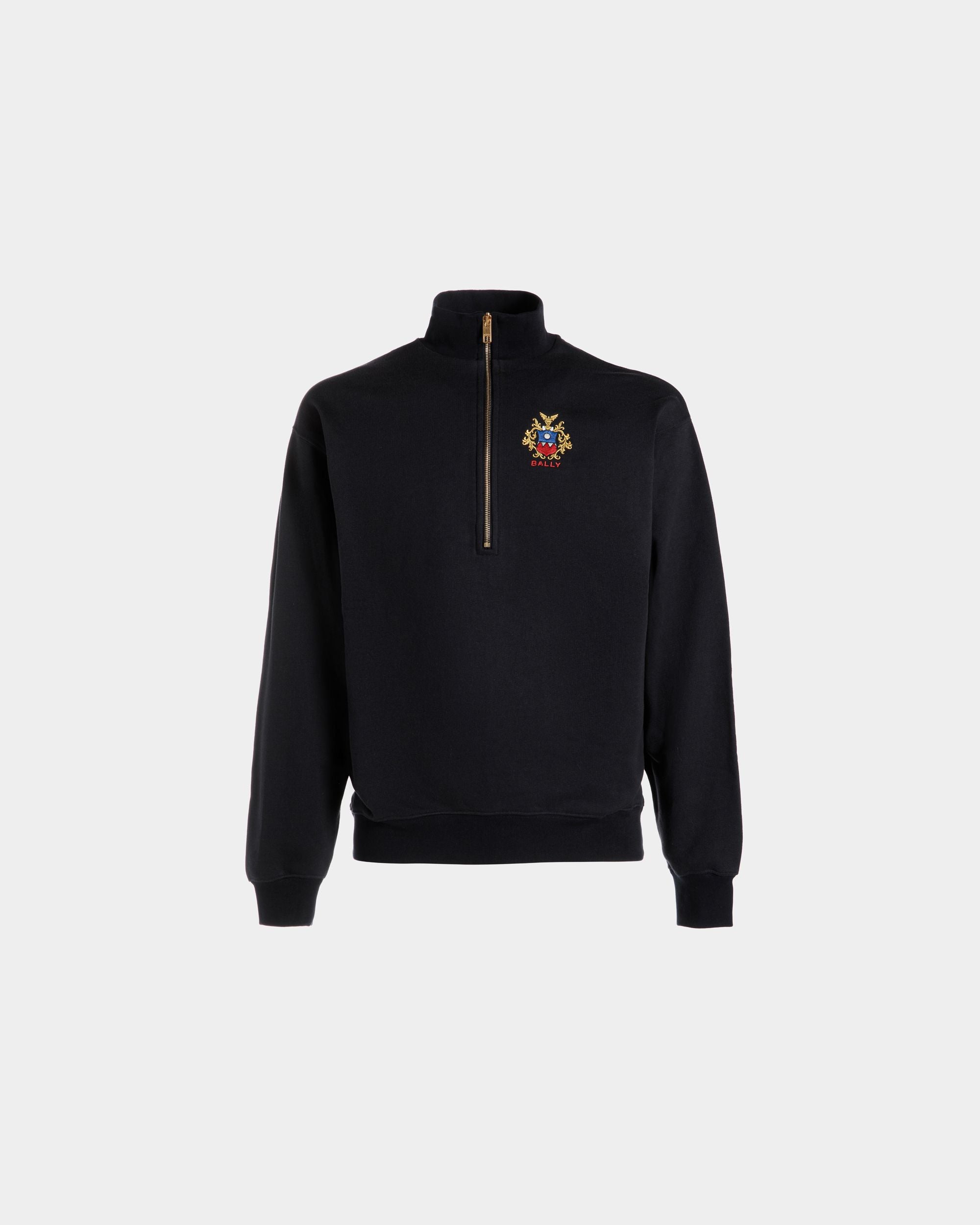Half-Zip-Sweatshirt Aus Baumwolle In Navy Blue Mit Bally Crest Logo - Herren - Bally - 01