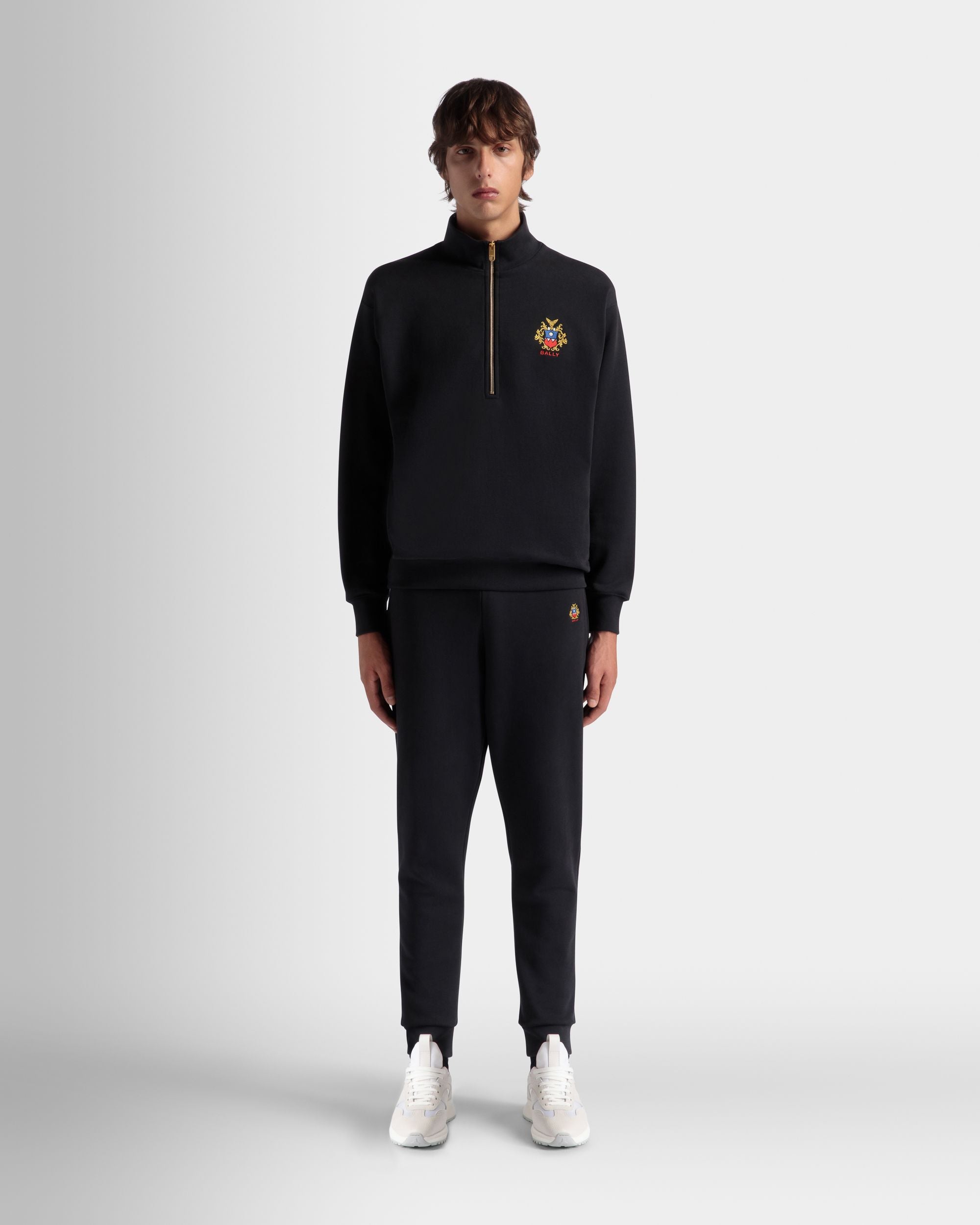 Half-Zip-Sweatshirt Aus Baumwolle In Navy Blue Mit Bally Crest Logo - Herren - Bally - 02