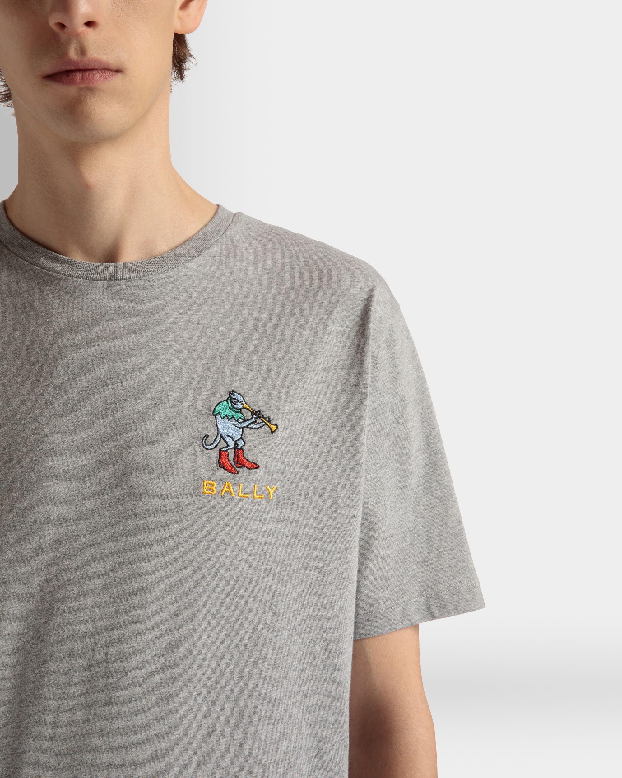 T-Shirt Aus Melierter Baumwolle In Grau - Herren - Bally - 04