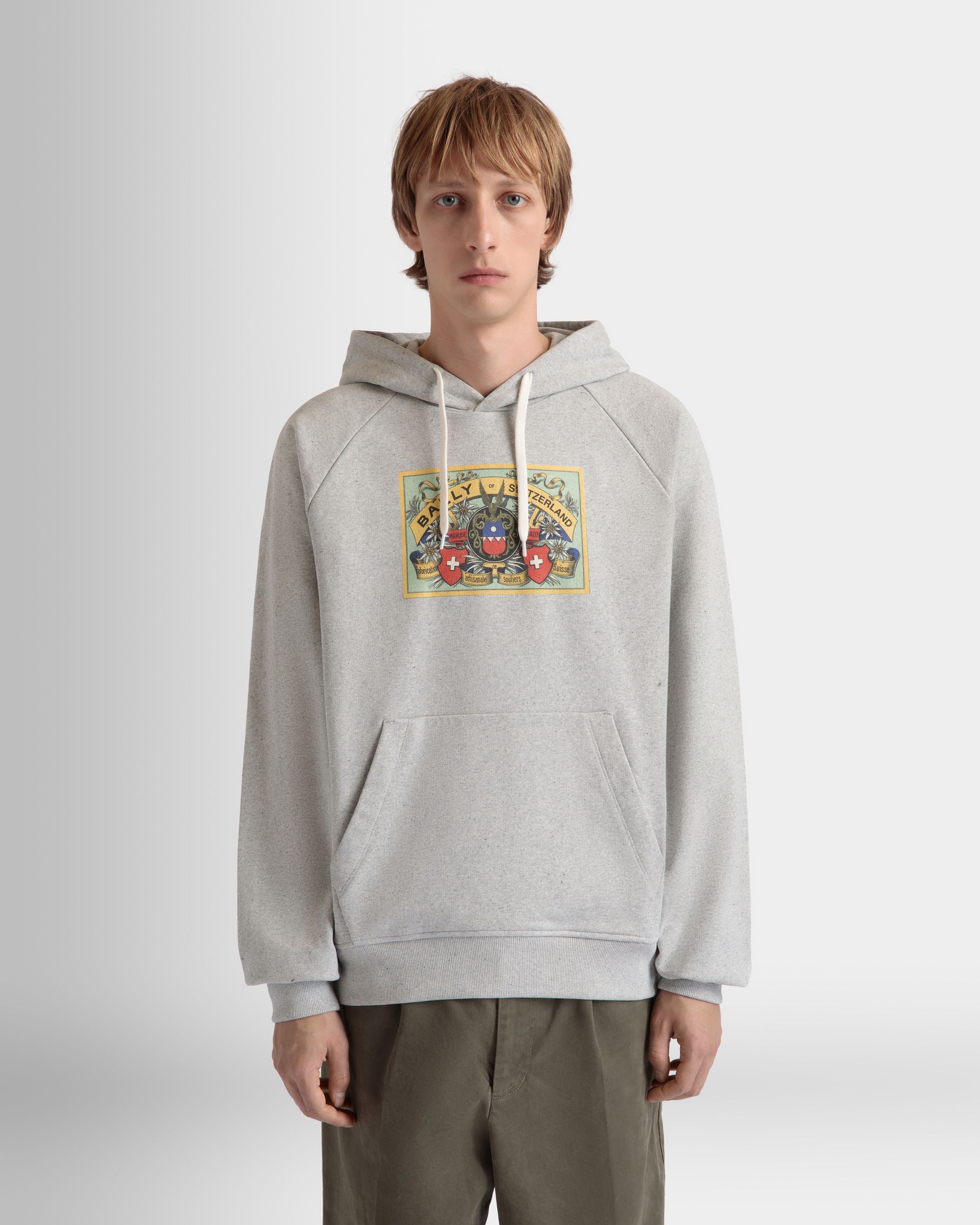 Kapuzenpullover Aus Baumwolle In Grau Meliert Mit Bally Crest Label - Herren - Bally - 03