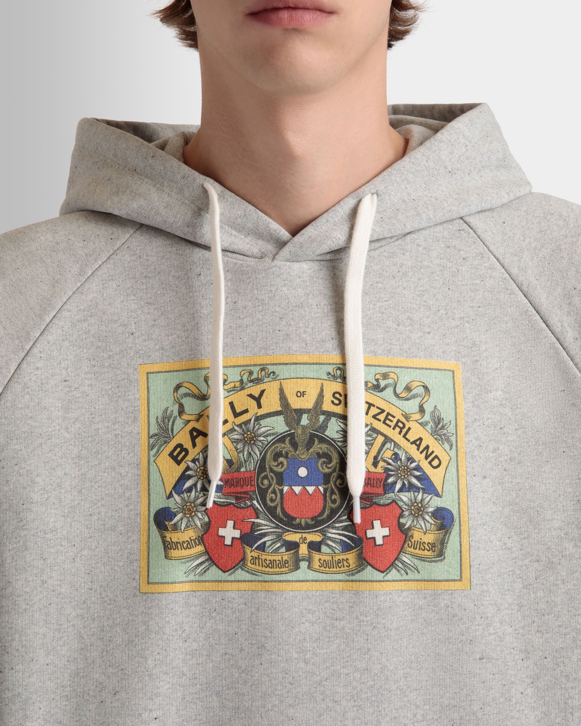 Kapuzenpullover Aus Baumwolle In Grau Meliert Mit Bally Crest Label - Herren - Bally - 04