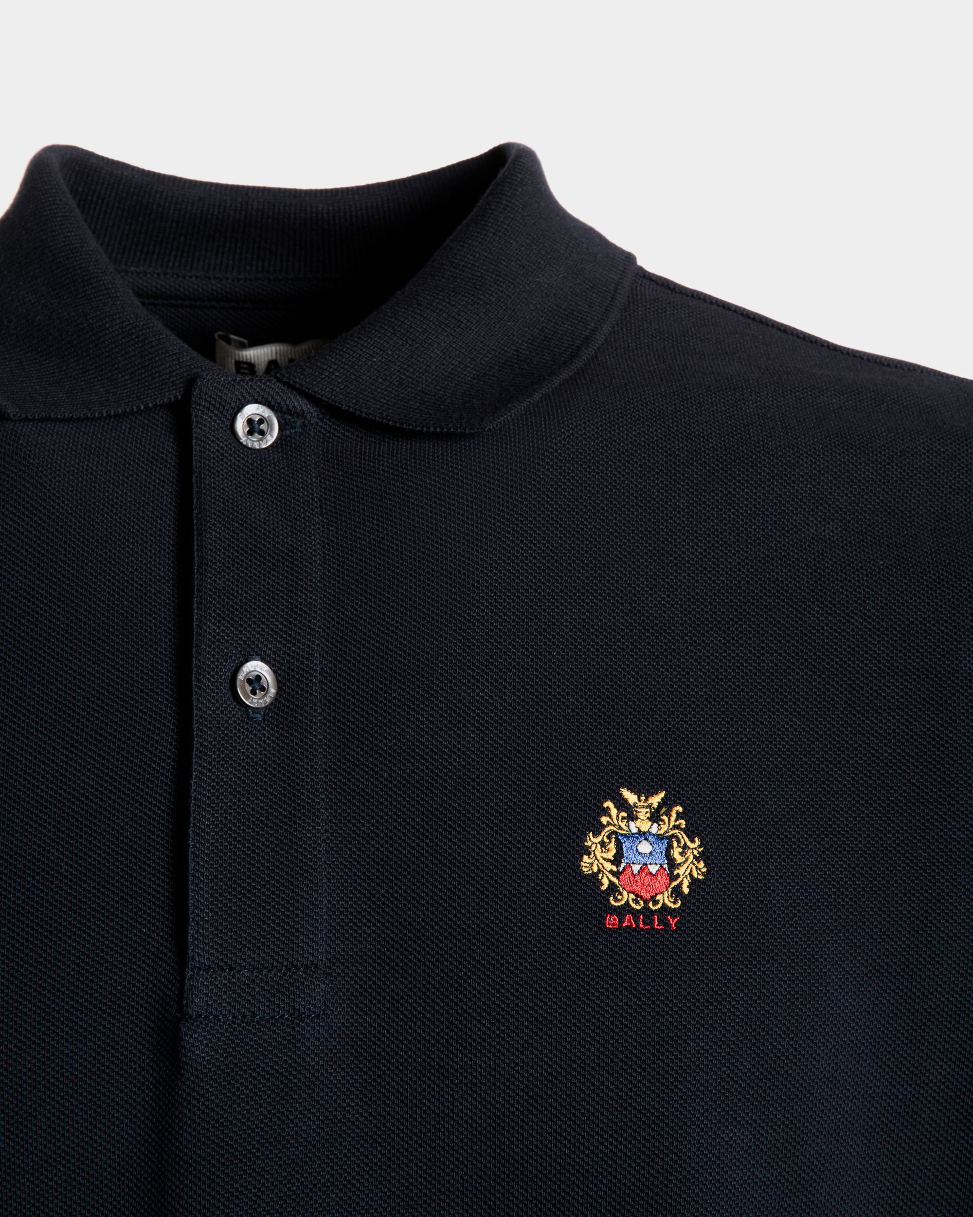 Langärmeliges Poloshirt Aus Baumwolle In Navy Blue Mit Bally Crest Logo - Herren - Bally - 02