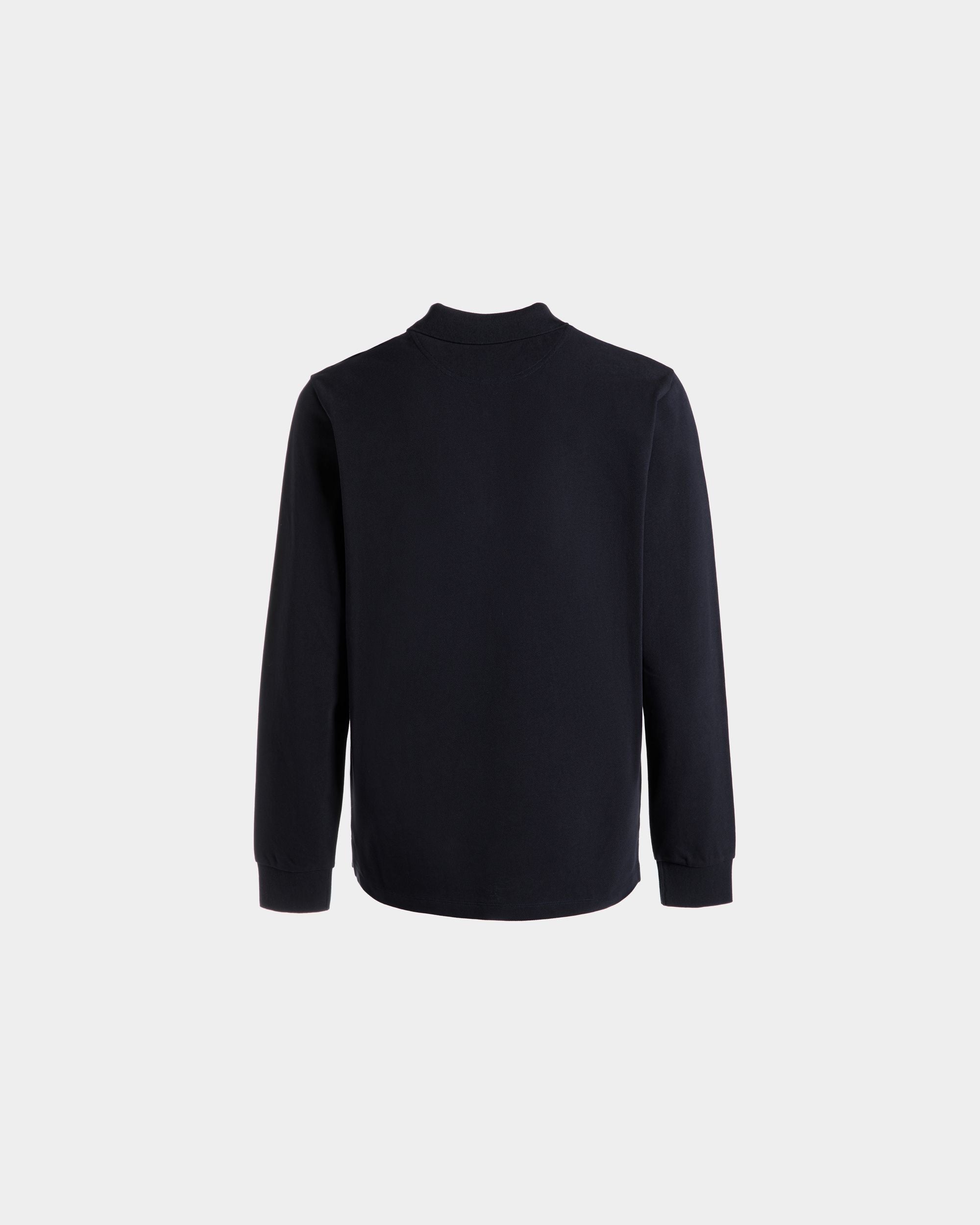 Langärmeliges Poloshirt Aus Baumwolle In Navy Blue Mit Bally Crest Logo - Herren - Bally - 03
