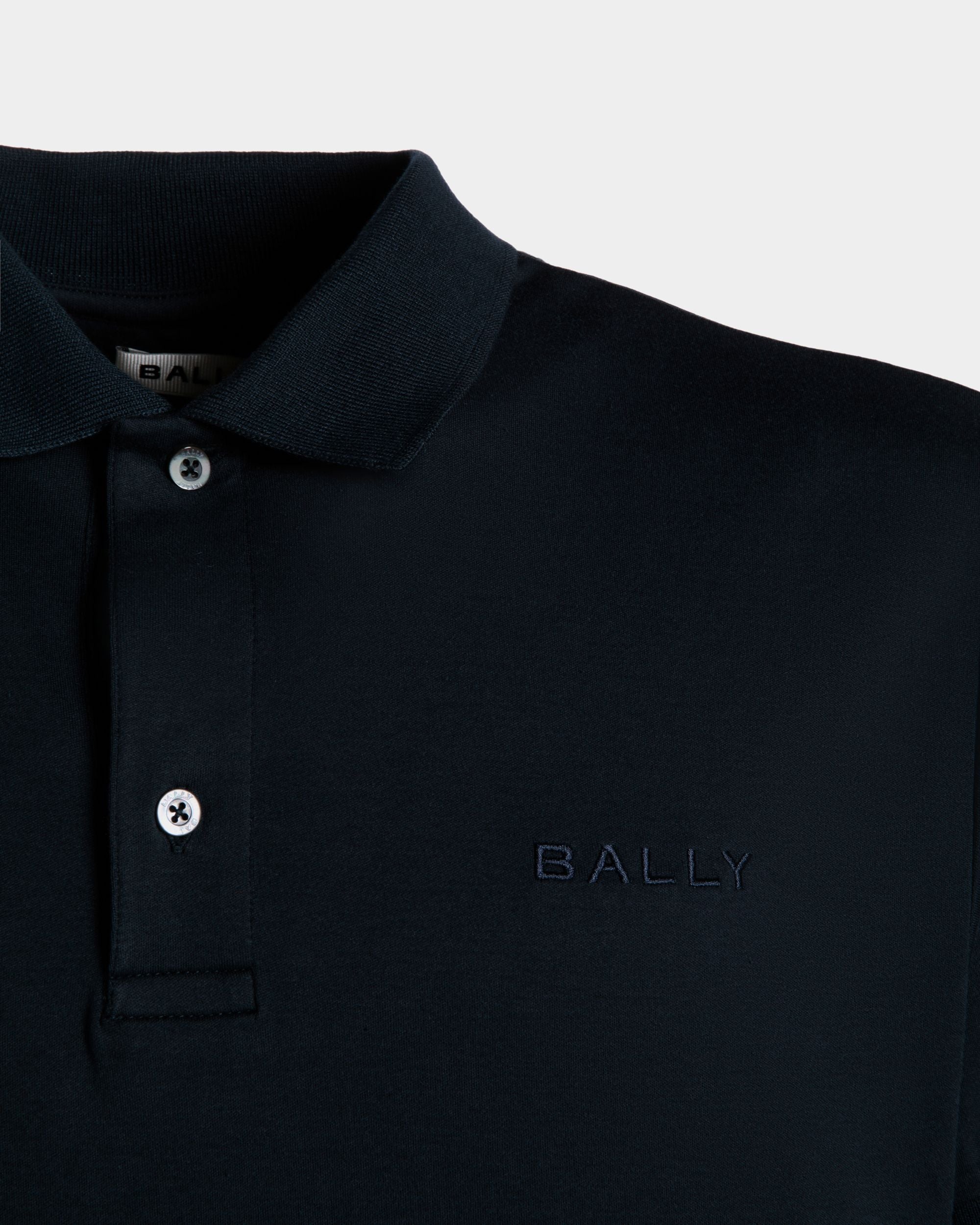 Poloshirt Aus Kaschmirmix In Navy Blue Mit Logo - Herren - Bally - 02