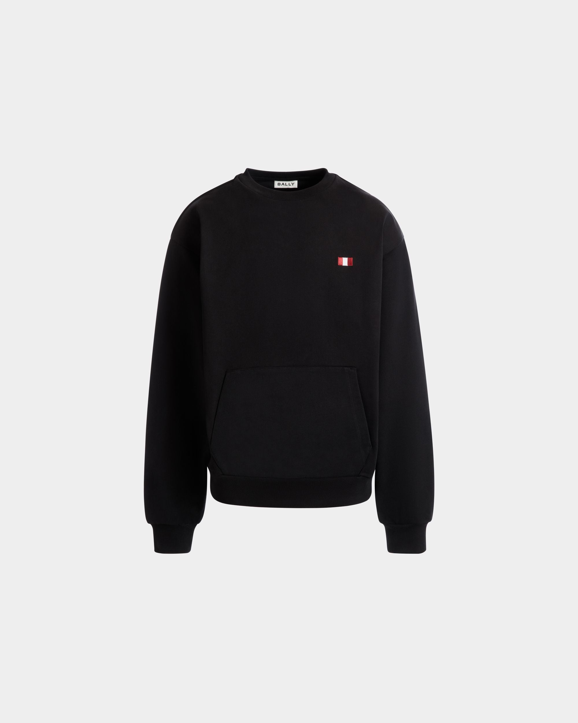 Sweatshirt Mit Rundhalsausschnitt Und Bally-Flagge Aus Baumwolle In Schwarz - Herren - Bally - 01