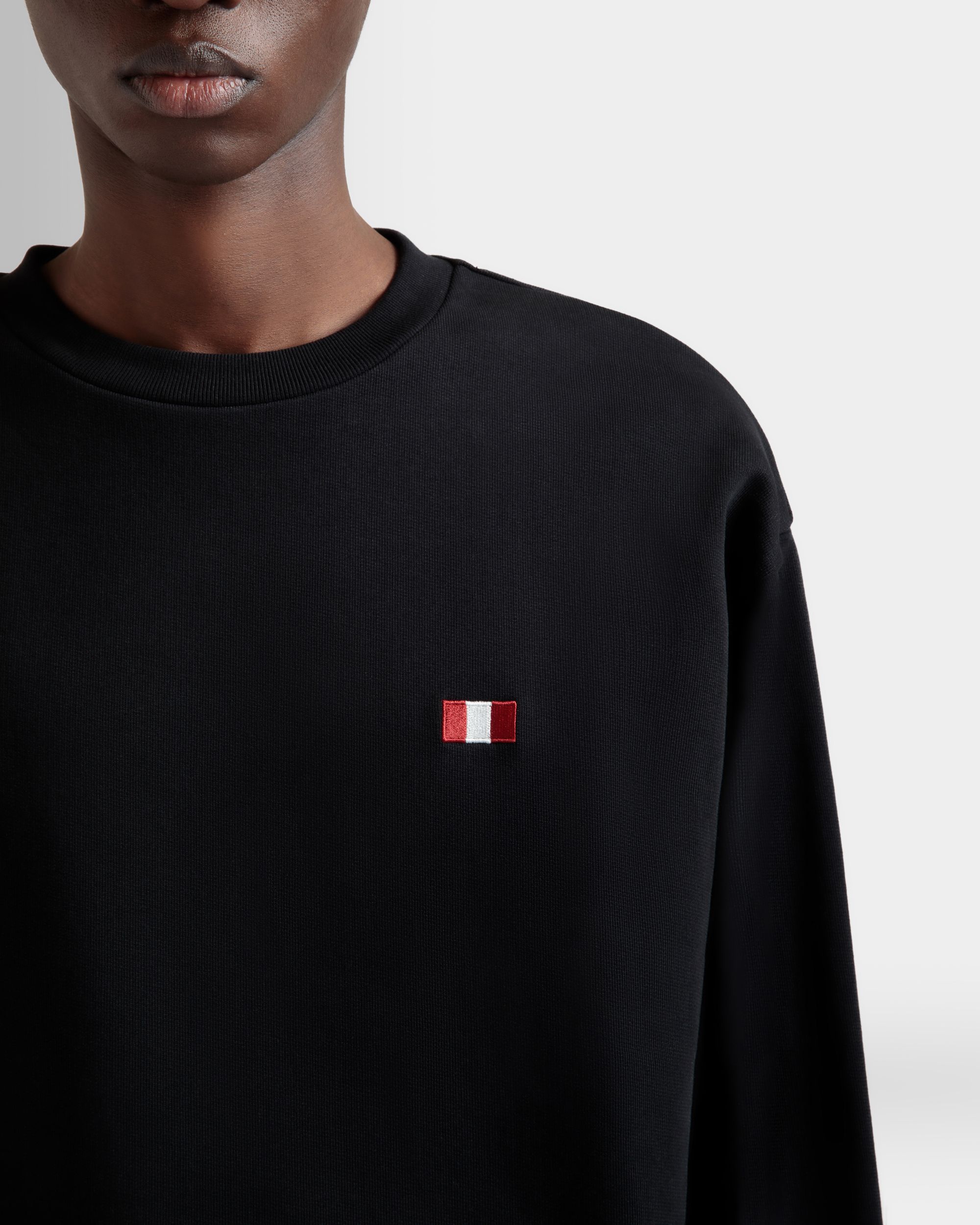 Sweatshirt Mit Rundhalsausschnitt Und Bally-Flagge Aus Baumwolle In Schwarz - Herren - Bally - 03