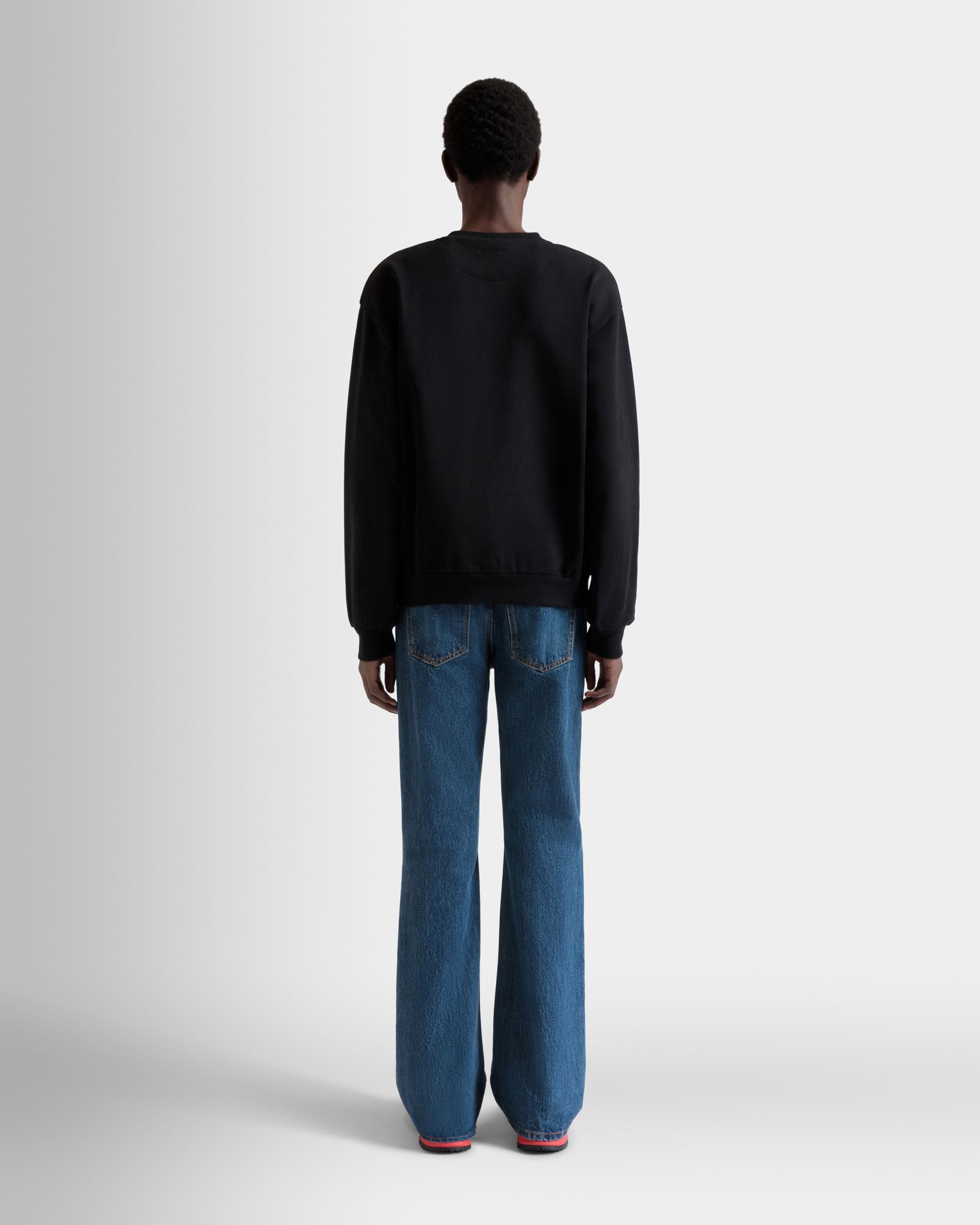 Sweatshirt Mit Rundhalsausschnitt Und Bally-Flagge Aus Baumwolle In Schwarz - Herren - Bally - 06