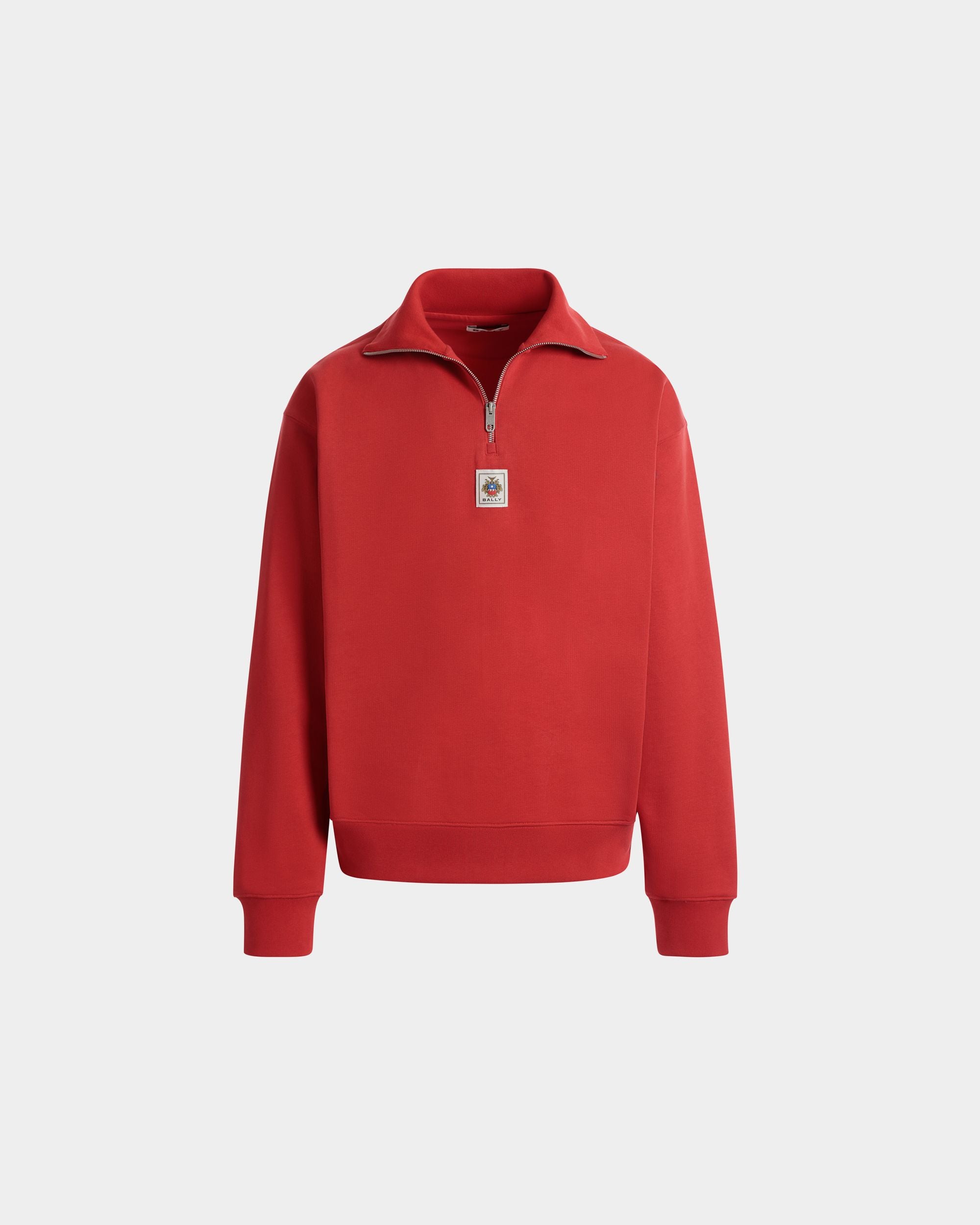 Sweatshirt Mit Kurzem Reißverschluss Aus Baumwolle In Rot - Herren - Bally - 01