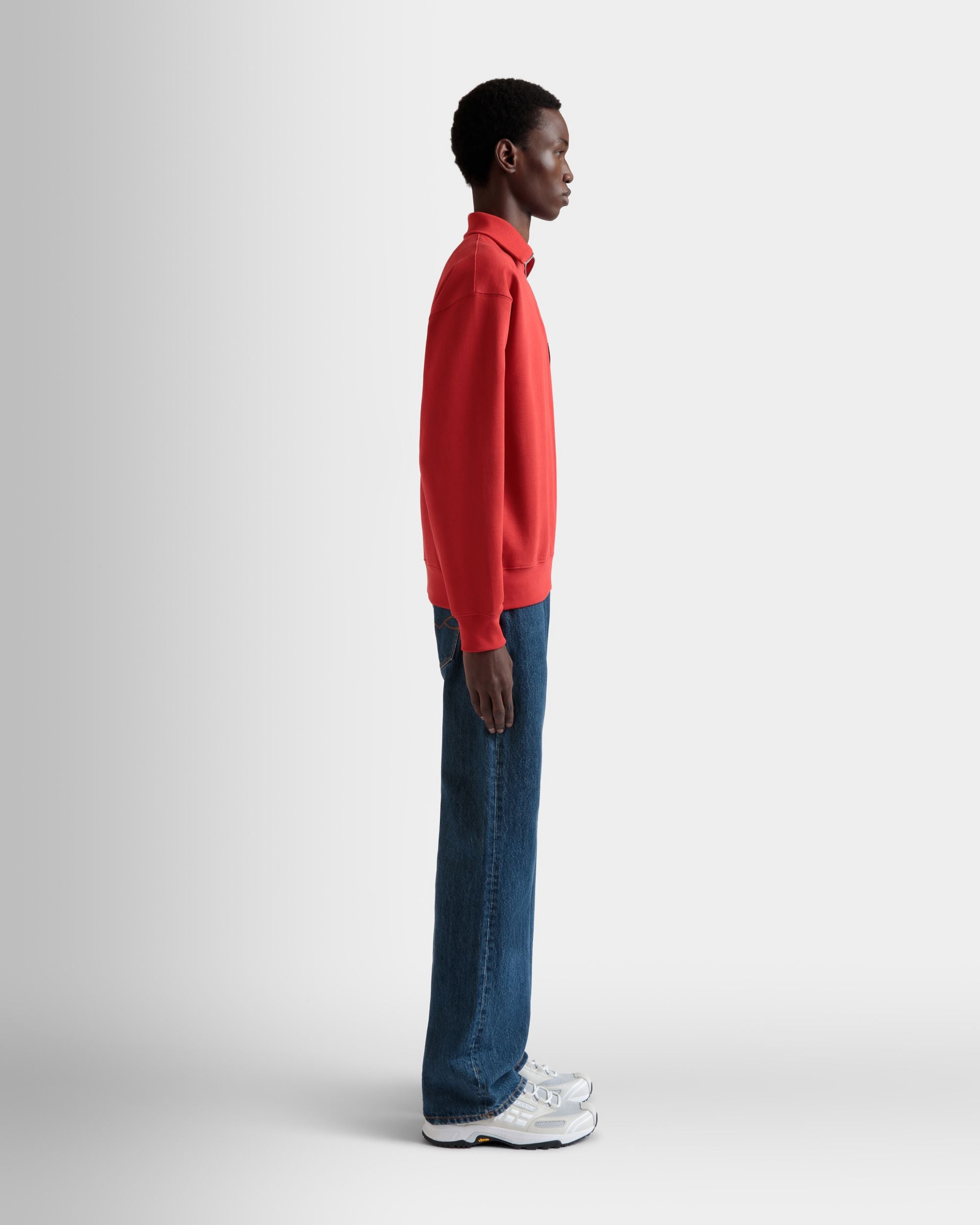 Sweatshirt Mit Kurzem Reißverschluss Aus Baumwolle In Rot - Herren - Bally - 05