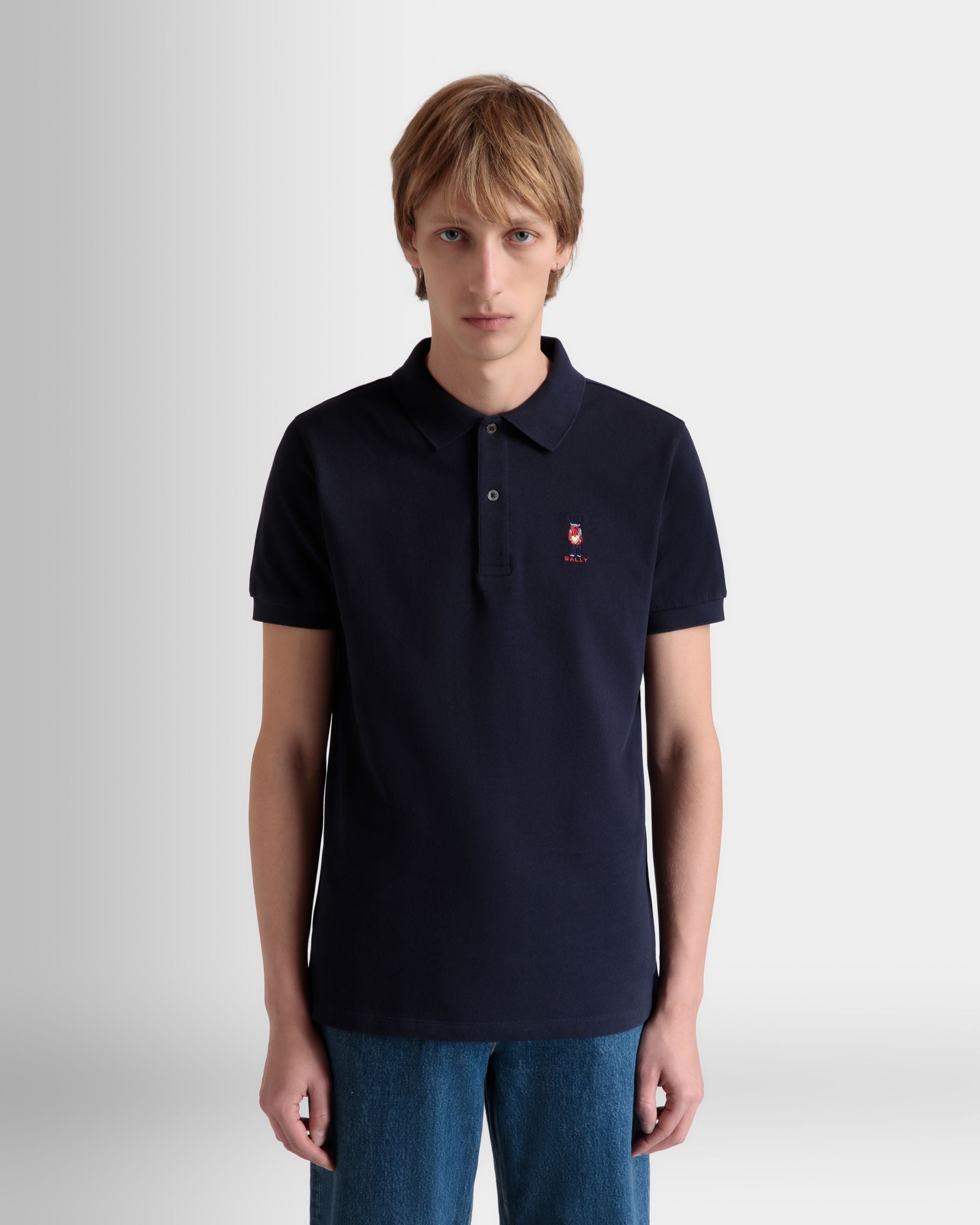 Poloshirt Mit Forest Mask Aus Baumwolle In Navy Blue - Herren - Bally - 03