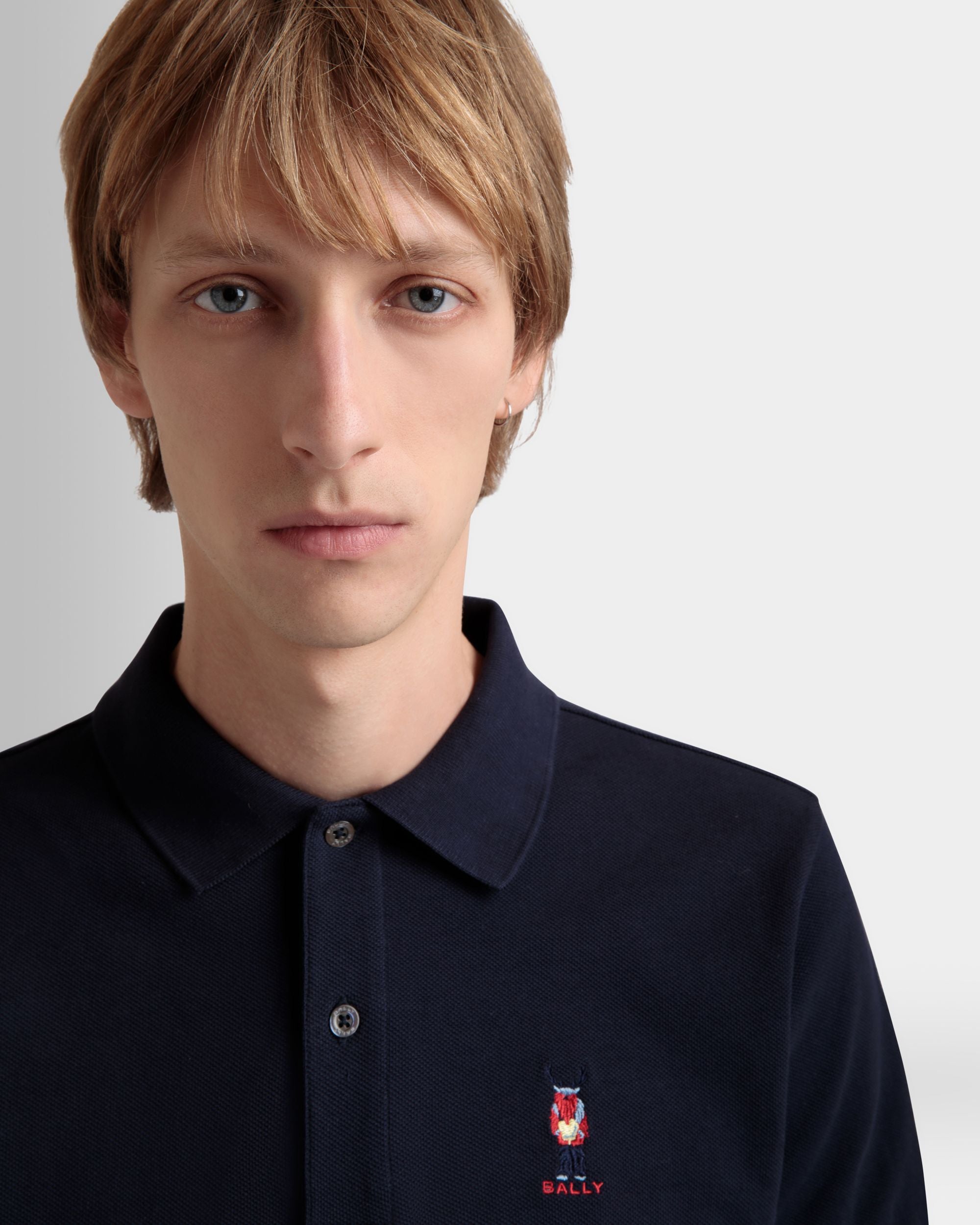Poloshirt Mit Forest Mask Aus Baumwolle In Navy Blue - Herren - Bally - 08