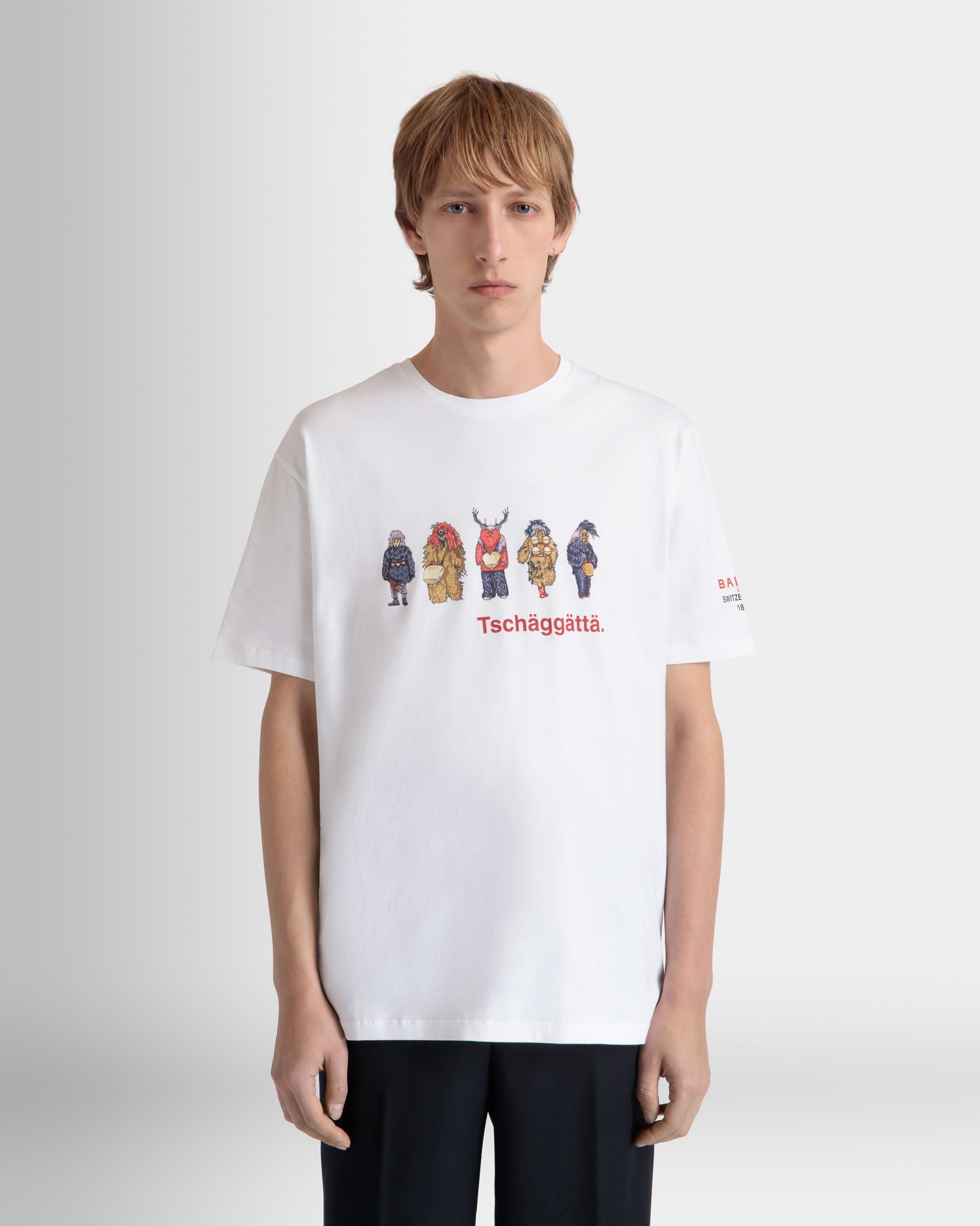 T-Shirt Mit Forest Mask Aus Baumwolle In Weiß - Herren - Bally - 03