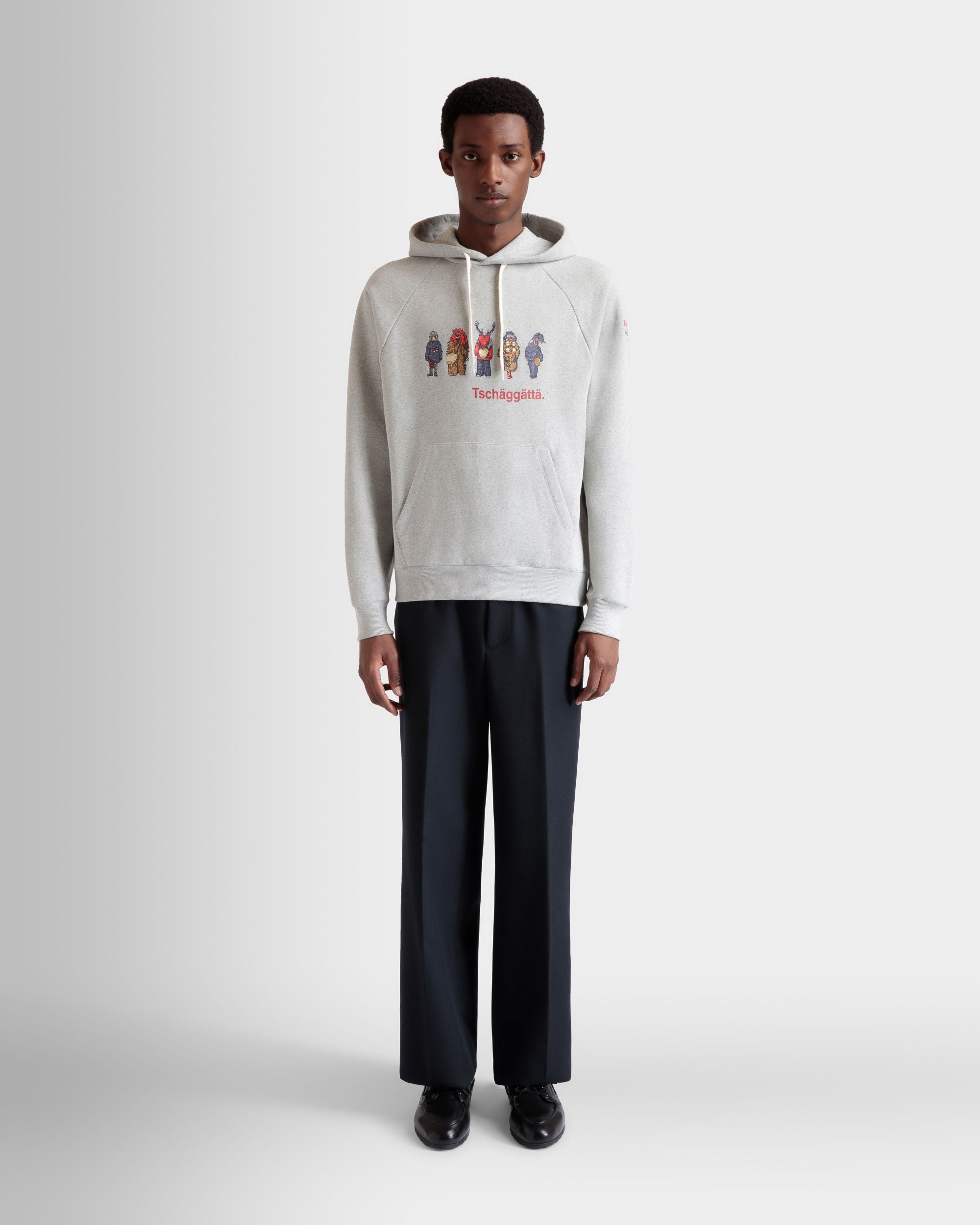 Hoodie Mit Forest Mask Aus Baumwolle In Grau Meliert - Herren - Bally - 02