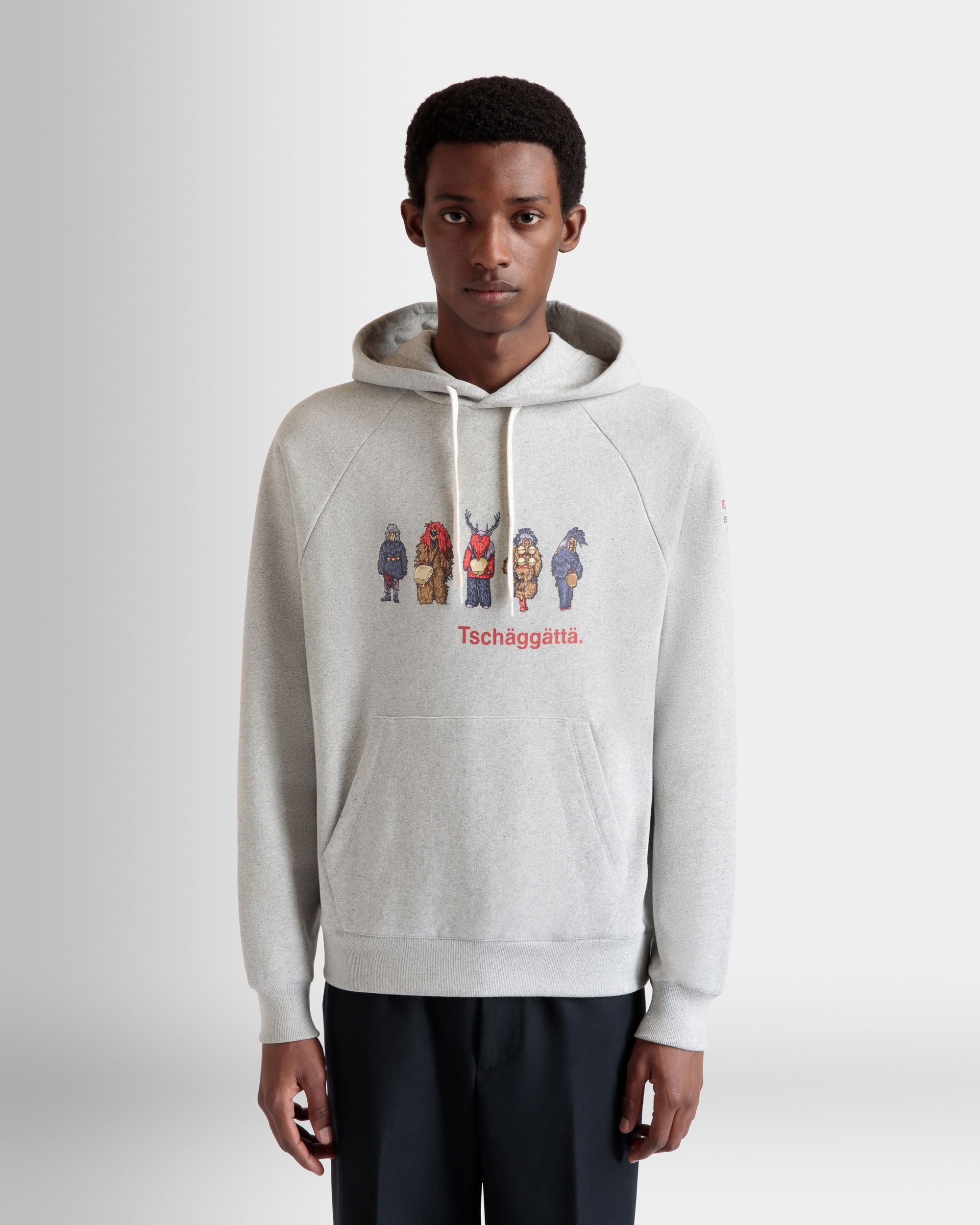 Hoodie Mit Forest Mask Aus Baumwolle In Grau Meliert - Herren - Bally - 03