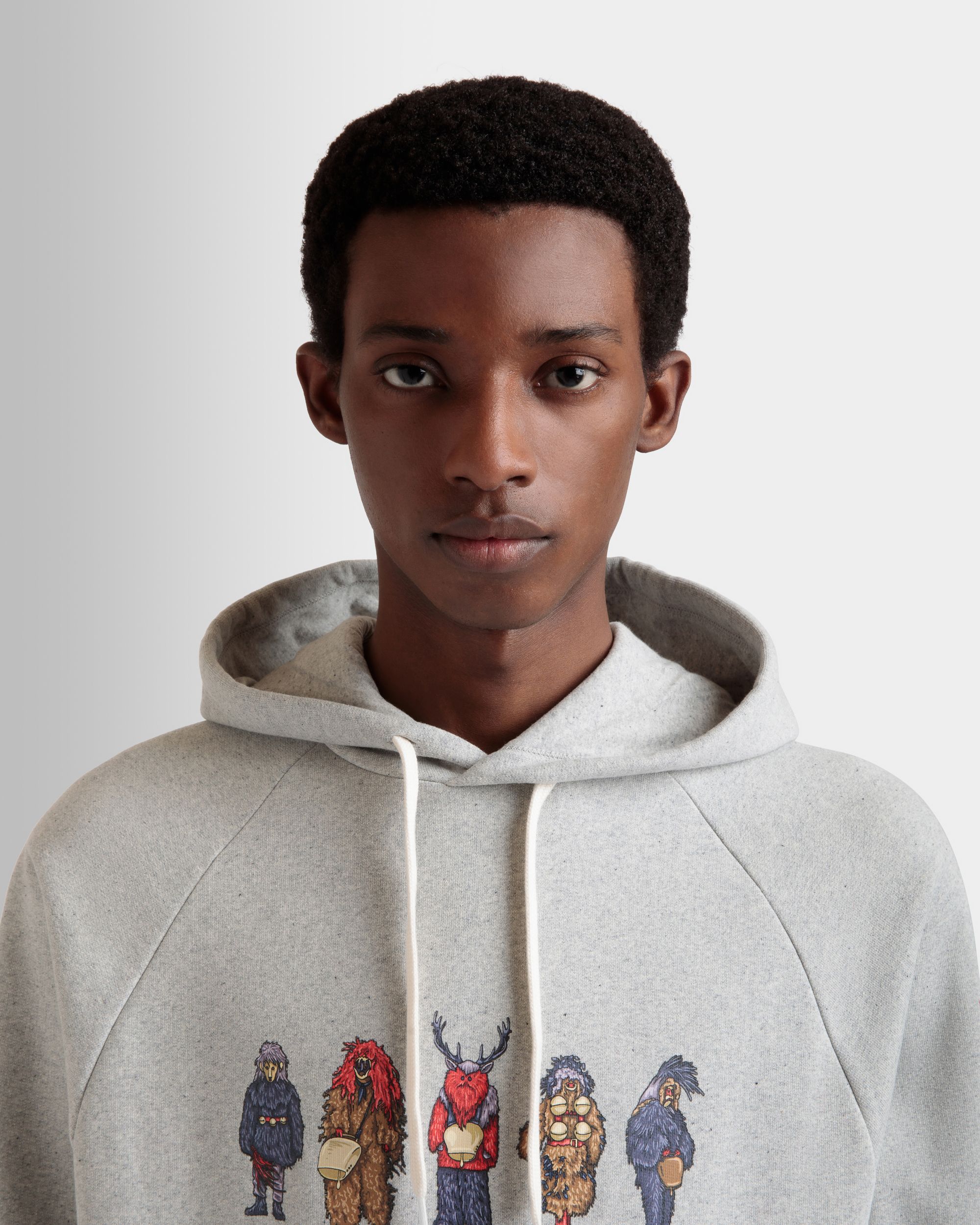 Hoodie Mit Forest Mask Aus Baumwolle In Grau Meliert - Herren - Bally - 08