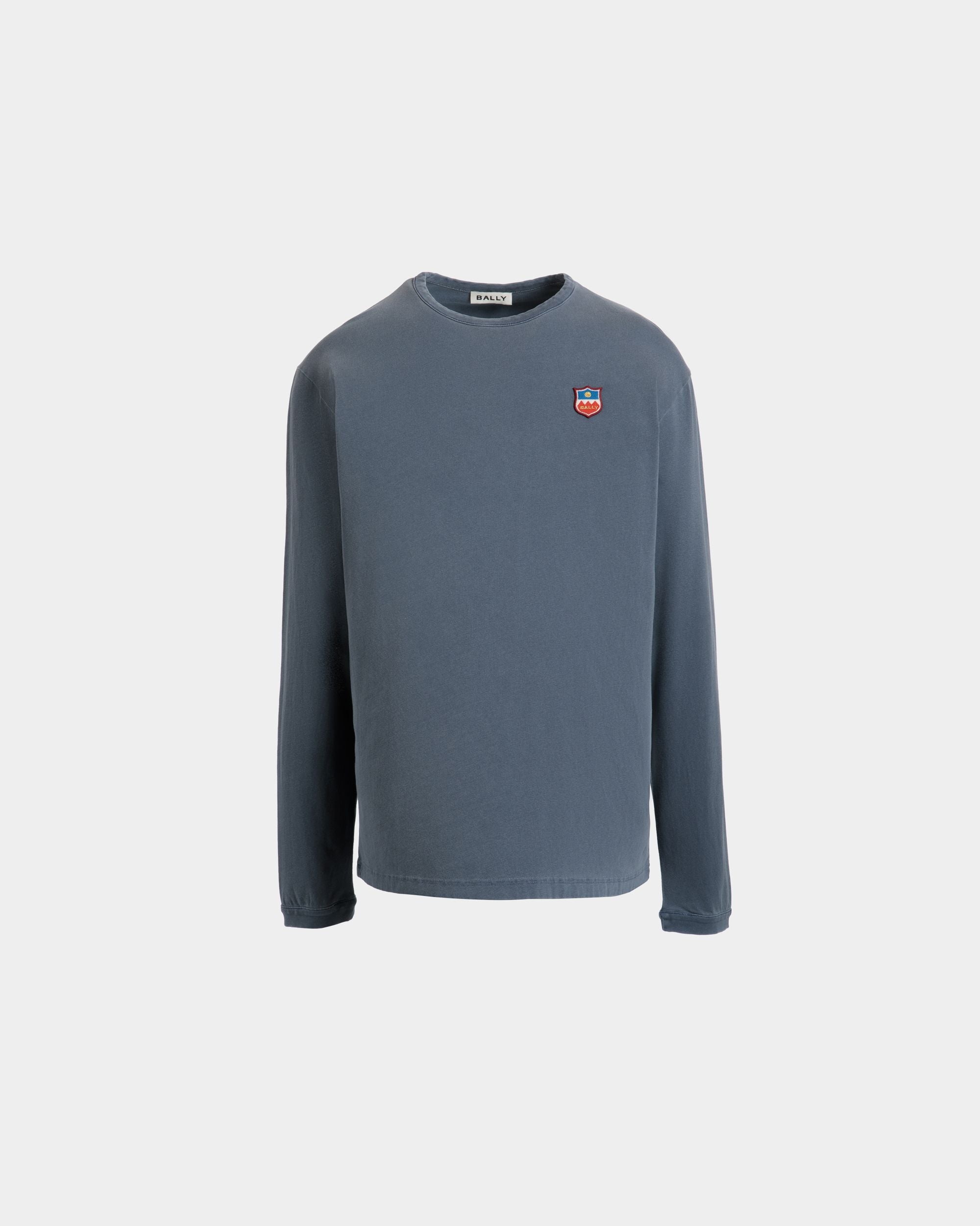 Langärmeliges T-Shirt Aus Baumwolle In Navy Blue - Herren - Bally - 01