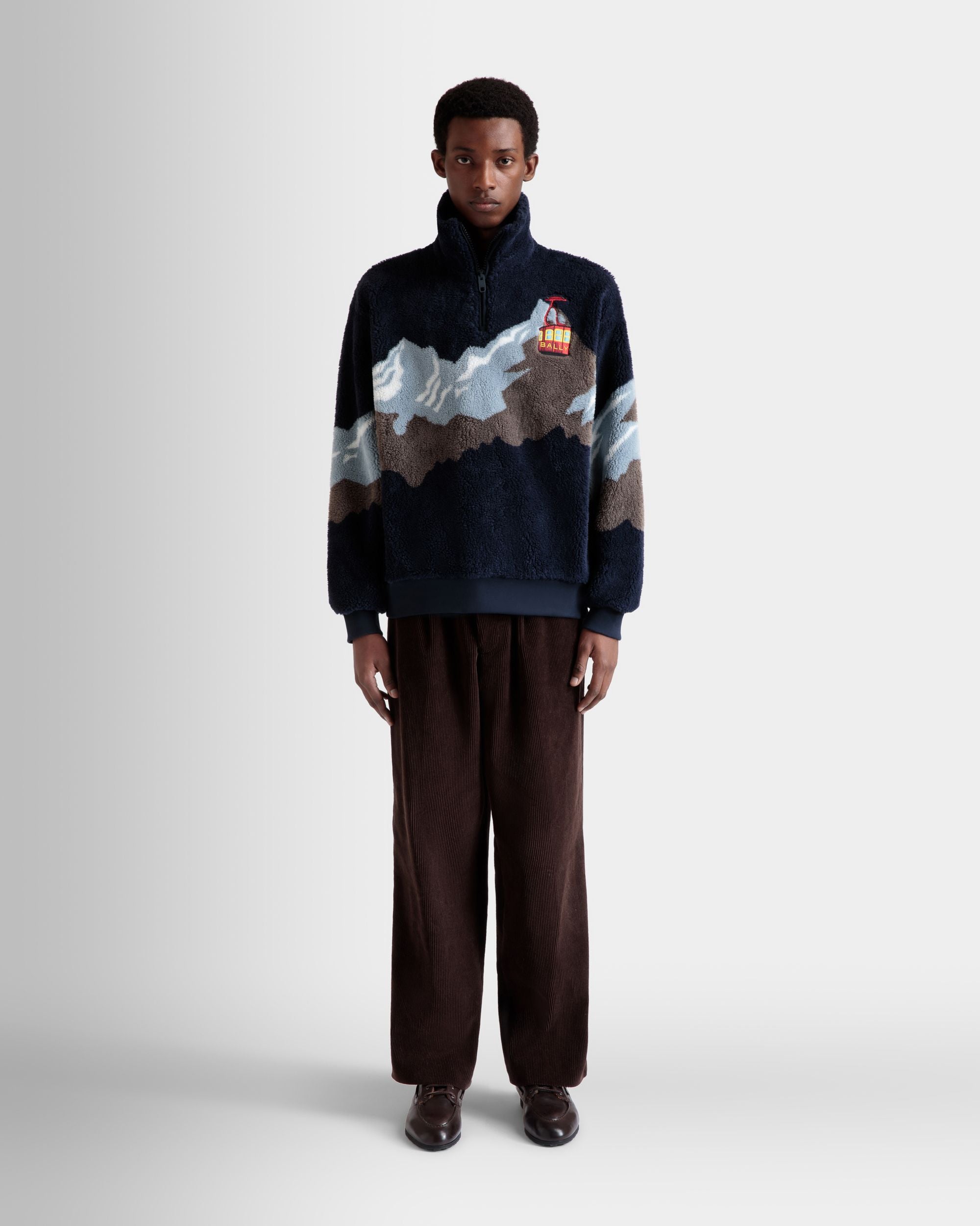 Winter Capsule Sweatshirt Mit Kurzem Reißverschluss Aus Fleece In Navy Blue - Herren - Bally - 02