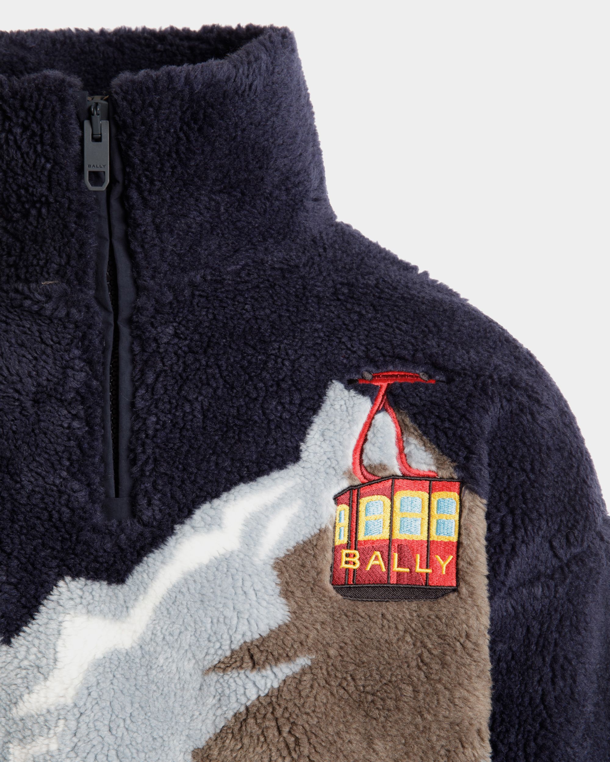 Winter Capsule Sweatshirt Mit Kurzem Reißverschluss Aus Fleece In Navy Blue - Herren - Bally - 04