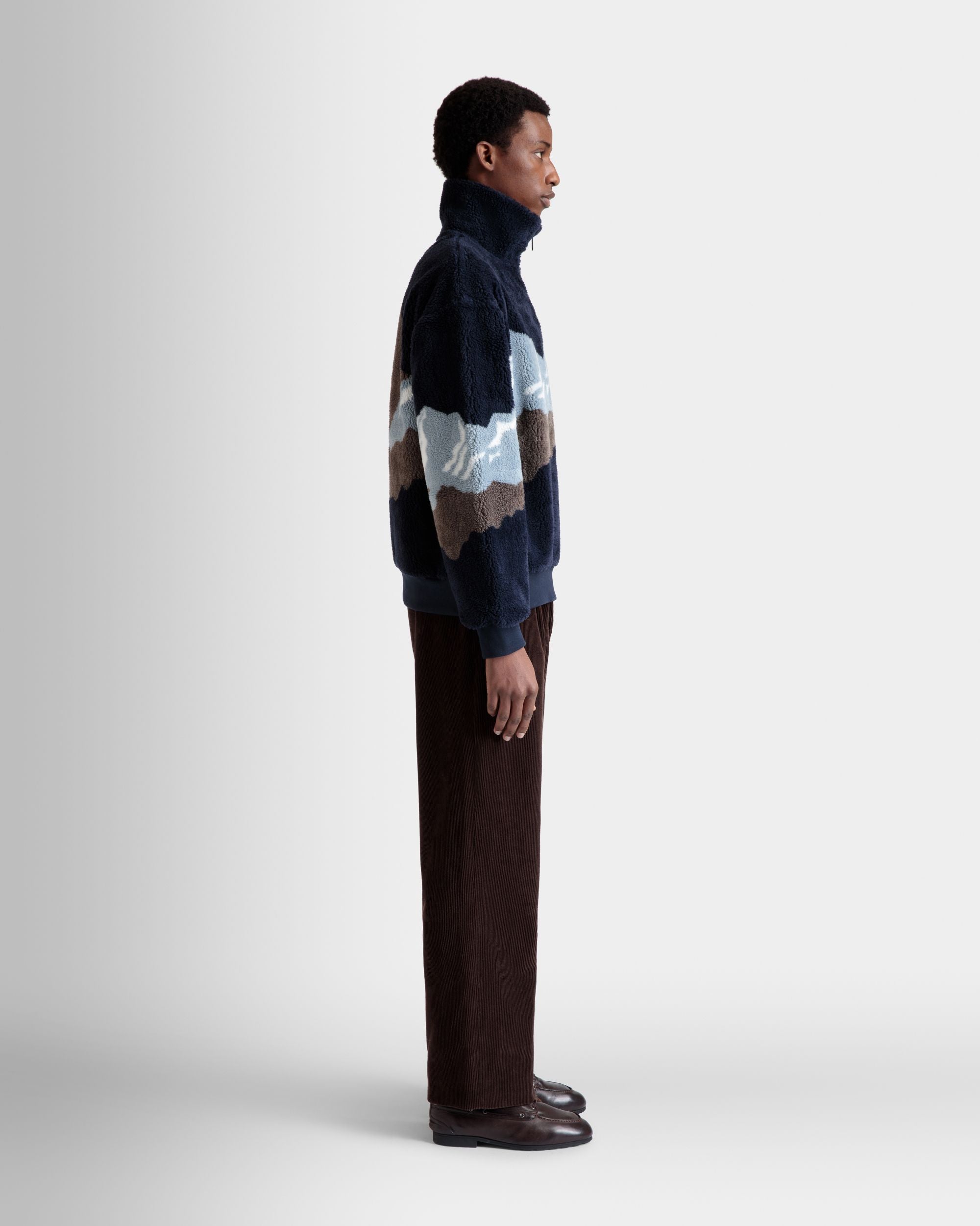 Winter Capsule Sweatshirt Mit Kurzem Reißverschluss Aus Fleece In Navy Blue - Herren - Bally - 03