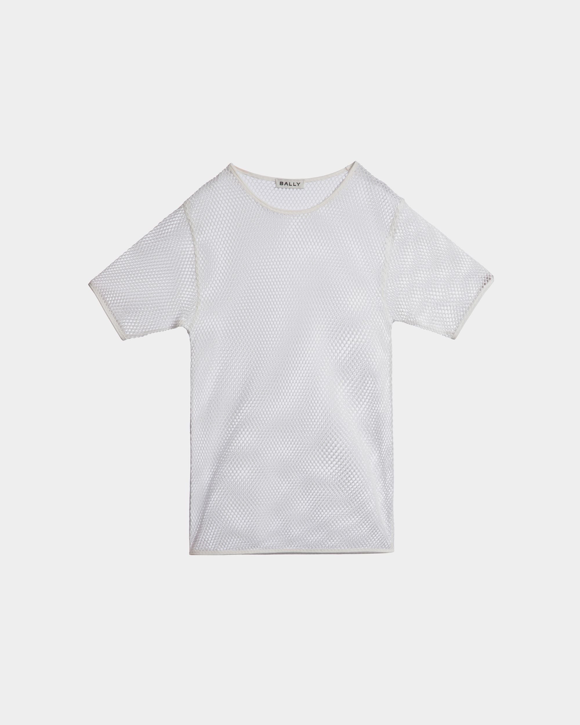 Mesh-T-Shirt Aus Baumwolle In Weiß - Herren - Bally - 01