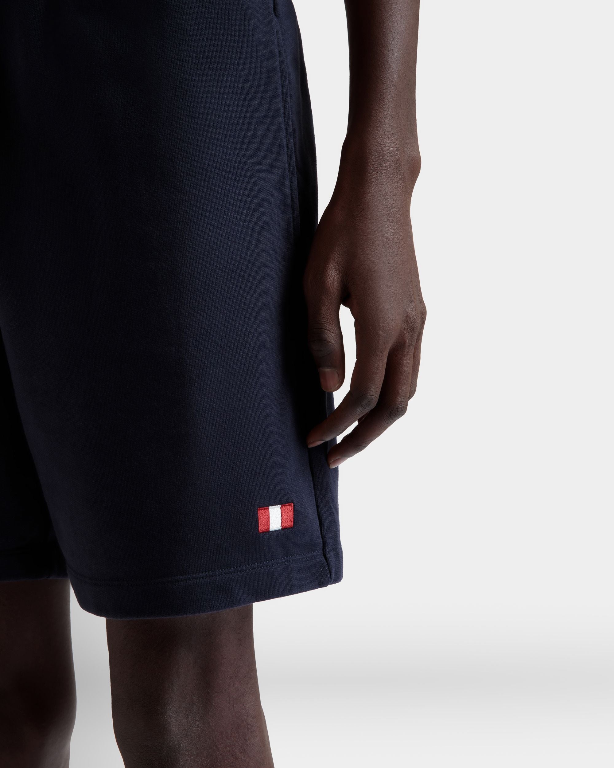 Shorts Aus Baumwolle In Navy Blue Mit Bally-Flagge - Herren - Bally - 03