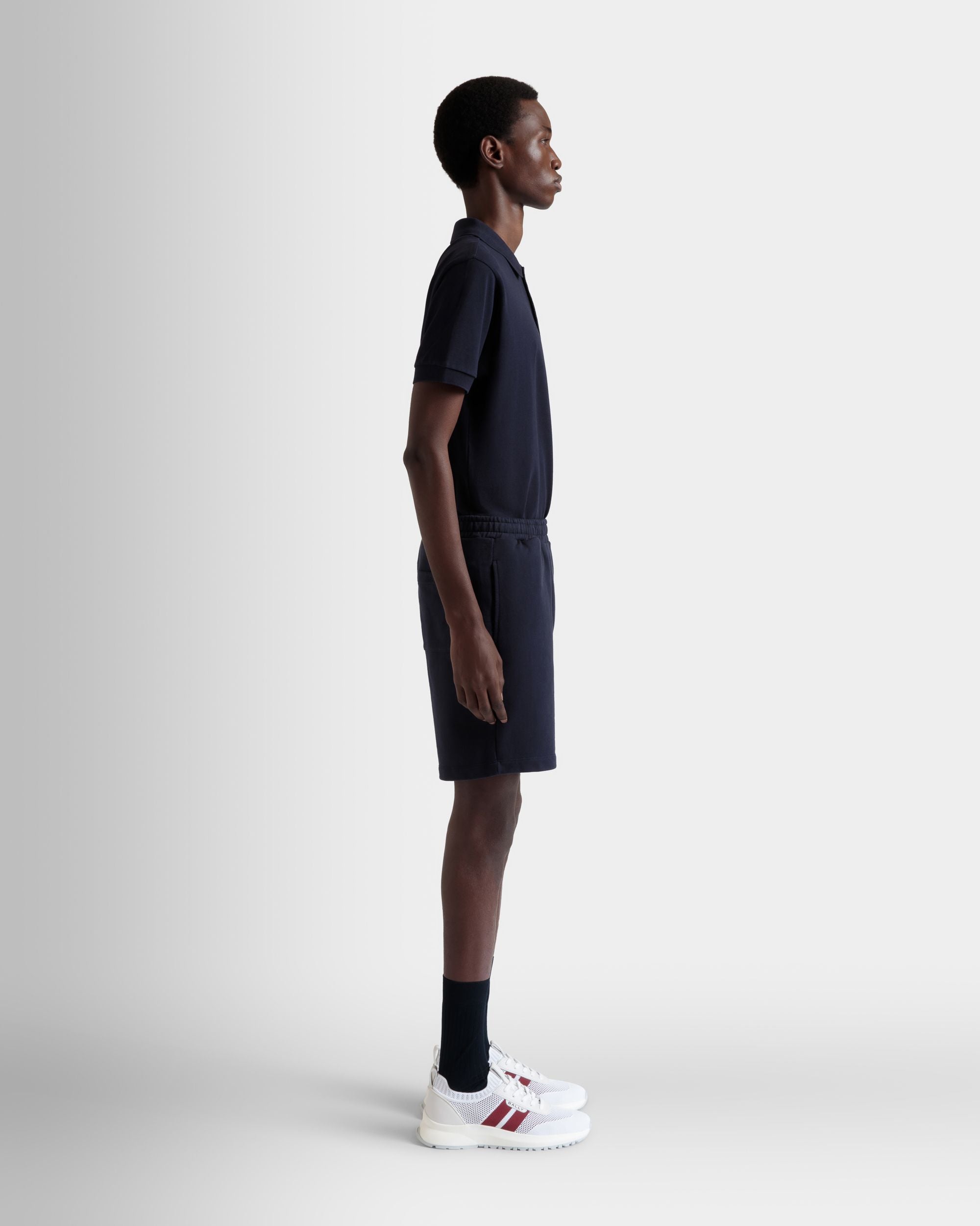 Shorts Aus Baumwolle In Navy Blue Mit Bally-Flagge - Herren - Bally - 05