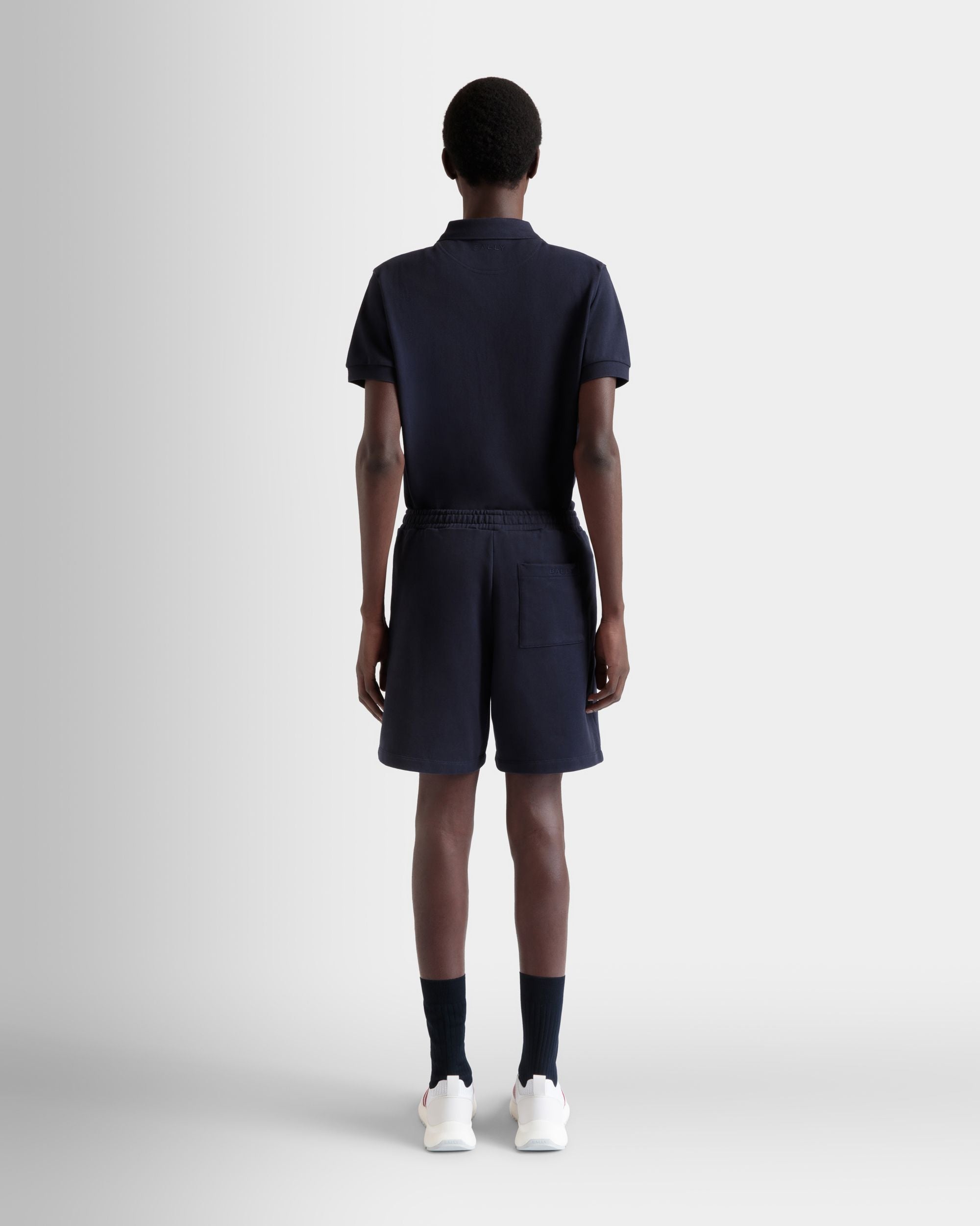Shorts Aus Baumwolle In Navy Blue Mit Bally-Flagge - Herren - Bally - 06