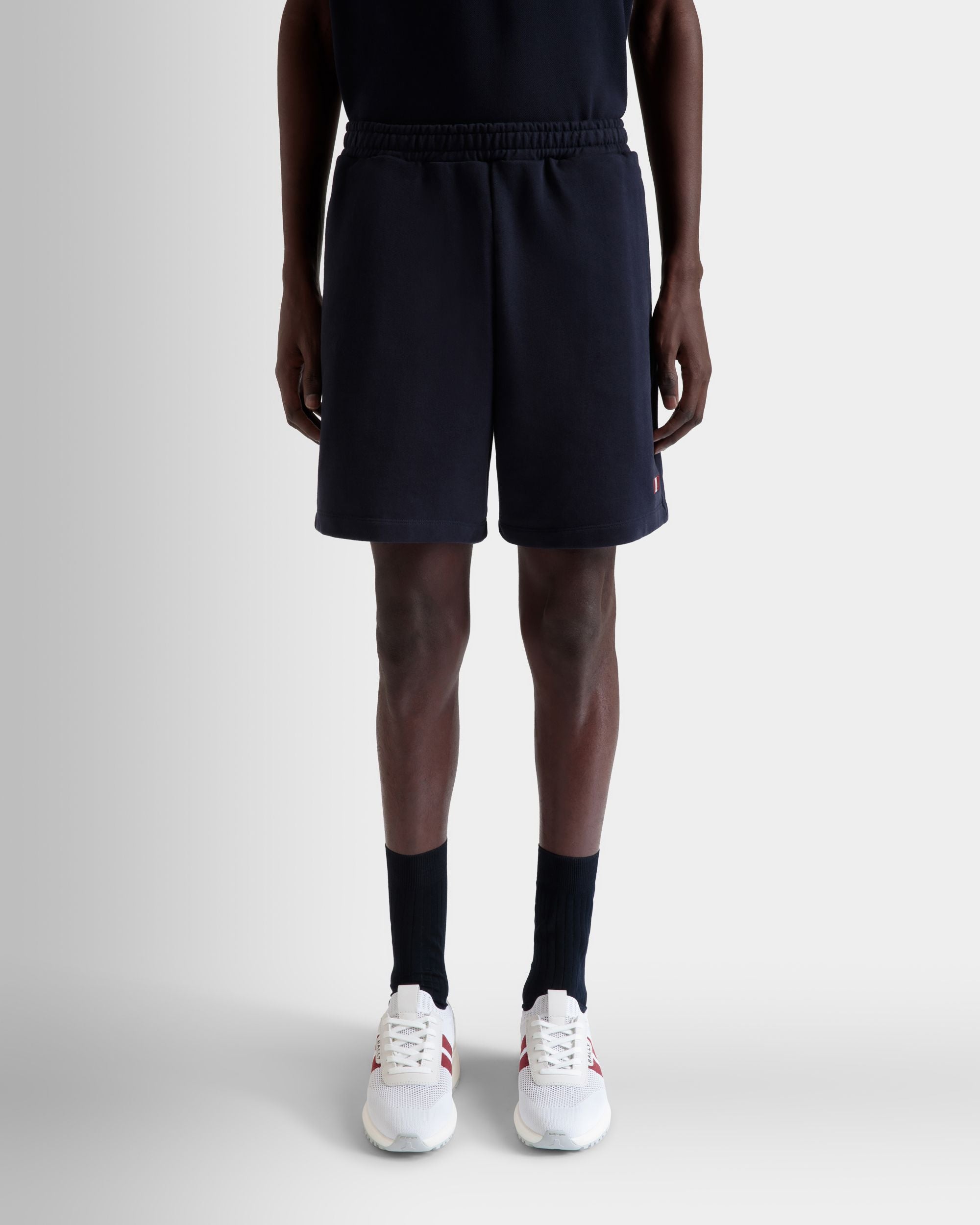 Shorts Aus Baumwolle In Navy Blue Mit Bally-Flagge - Herren - Bally - 08