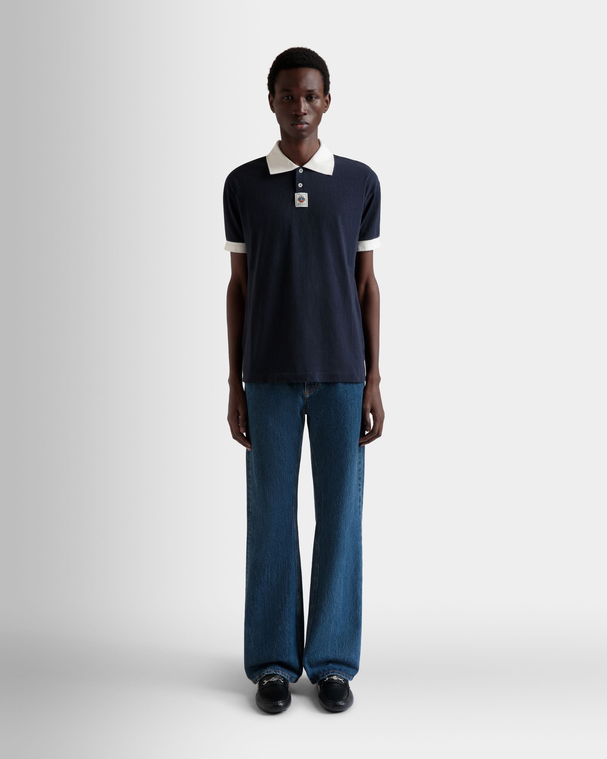 Poloshirt Aus Stretch-Baumwolle In Navy Blue - Herren - Bally - 02