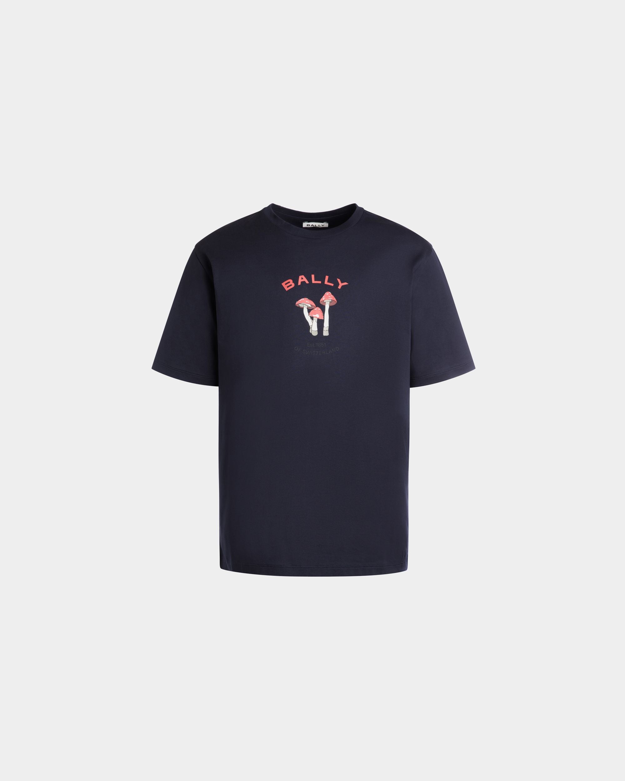 T-Shirt Aus Baumwolle In Navy Blue Mit Enchanting Mushrooms - Herren - Bally - 01