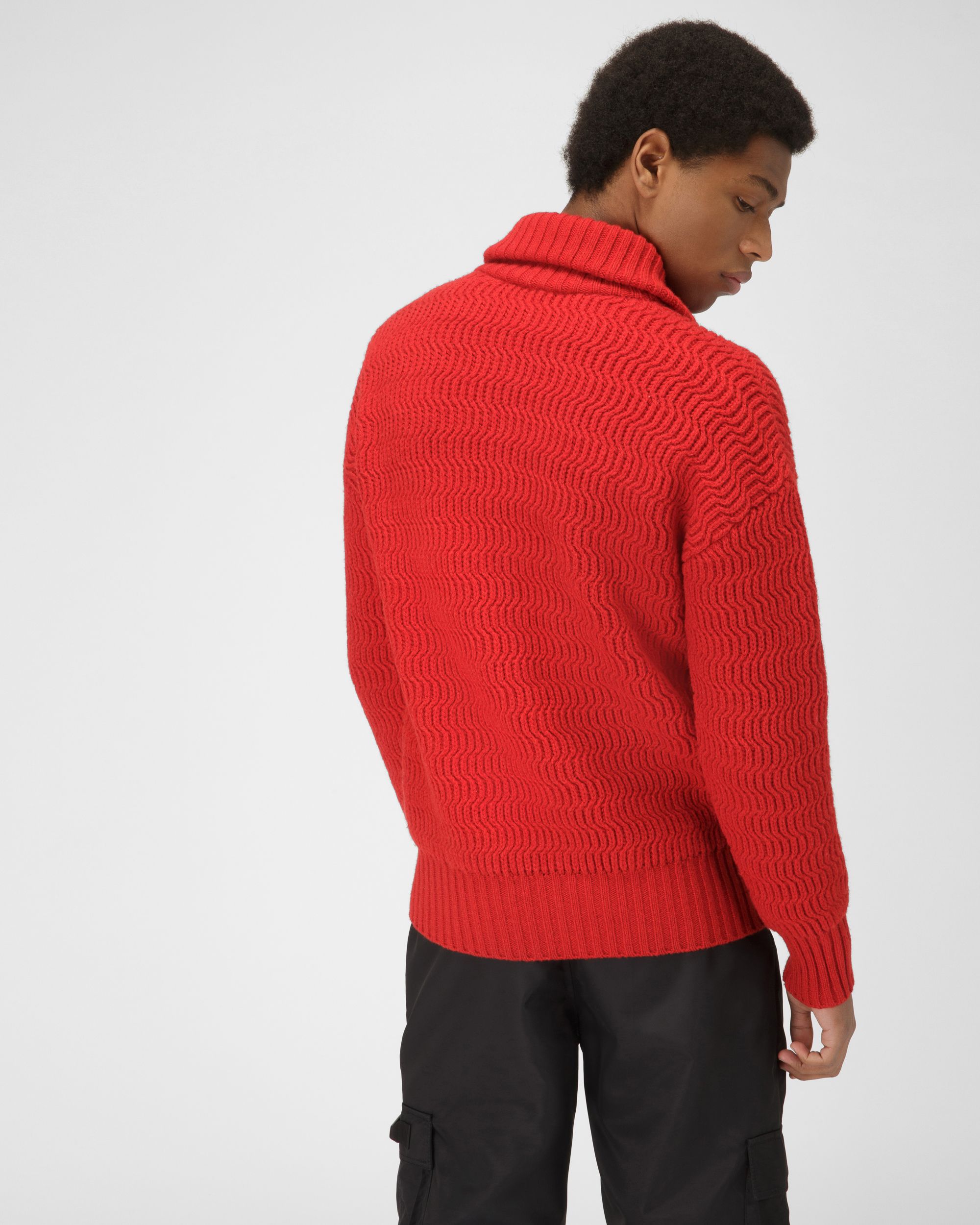 Rollkragen-Cardigan Aus Roter Wolle Und Kaschmir - Herren - Bally - 03