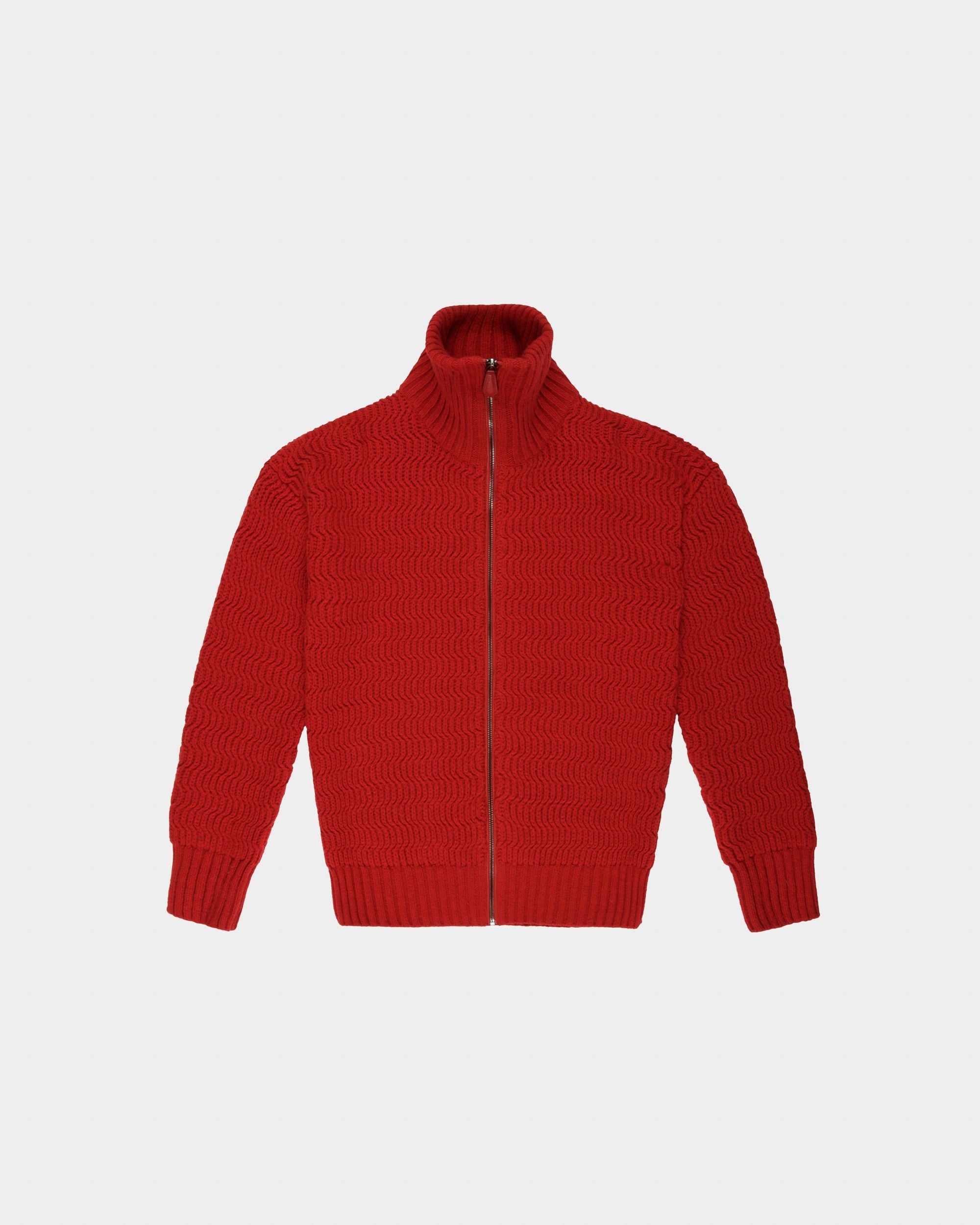 Rollkragen-Cardigan Aus Roter Wolle Und Kaschmir - Herren - Bally - 04