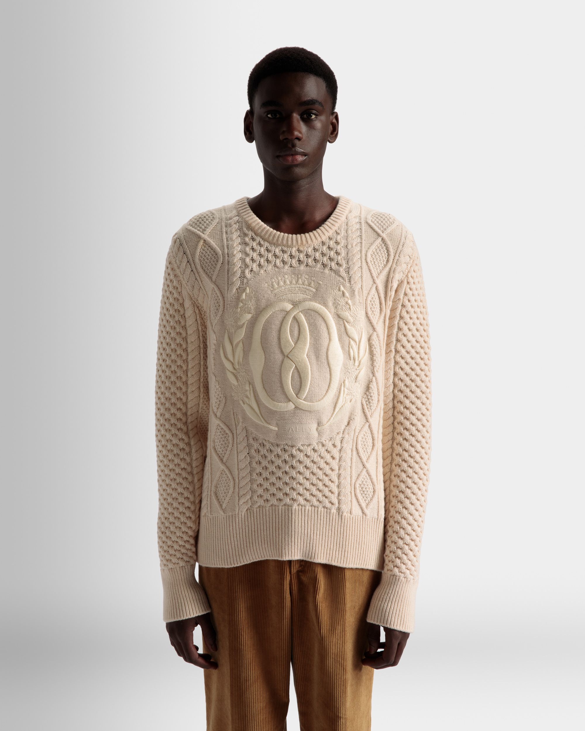 Strickjacke mit Schalkragen Aus Wolle in Elfenbein - Herren - Bally - 02