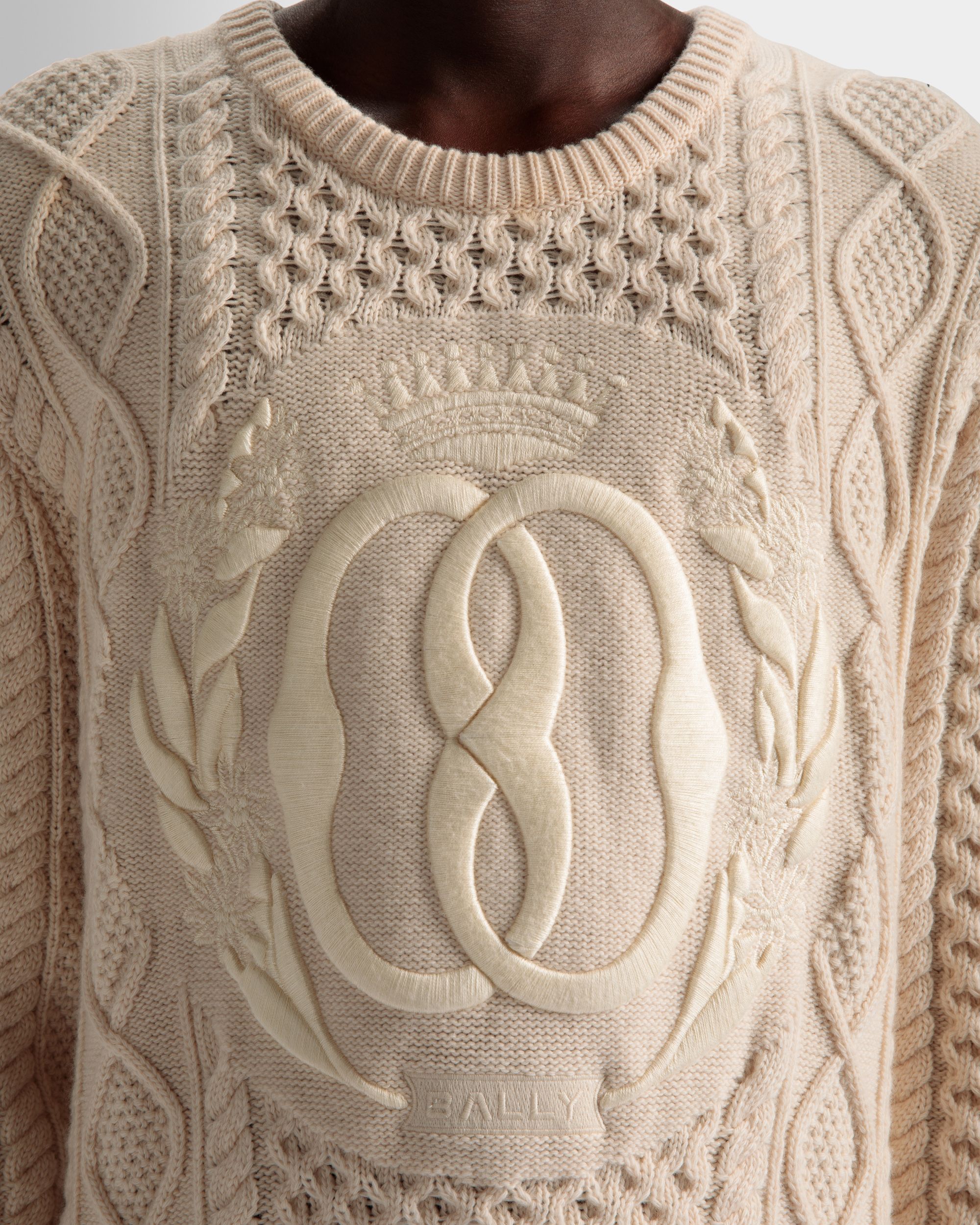 Strickjacke mit Schalkragen Aus Wolle in Elfenbein - Herren - Bally - 03