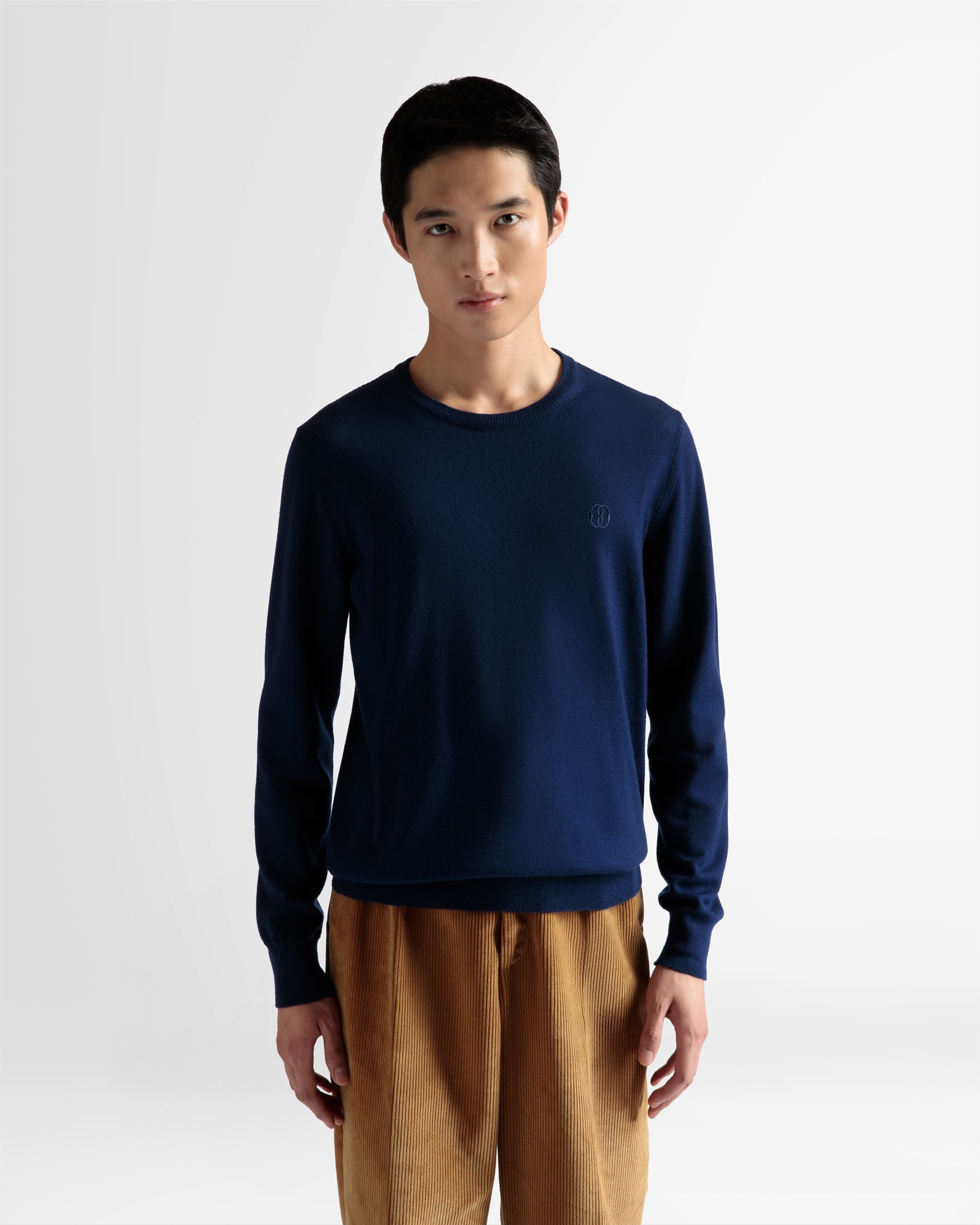 Rundhalspullover Aus marineblauer Wolle - Herren - Bally - 03