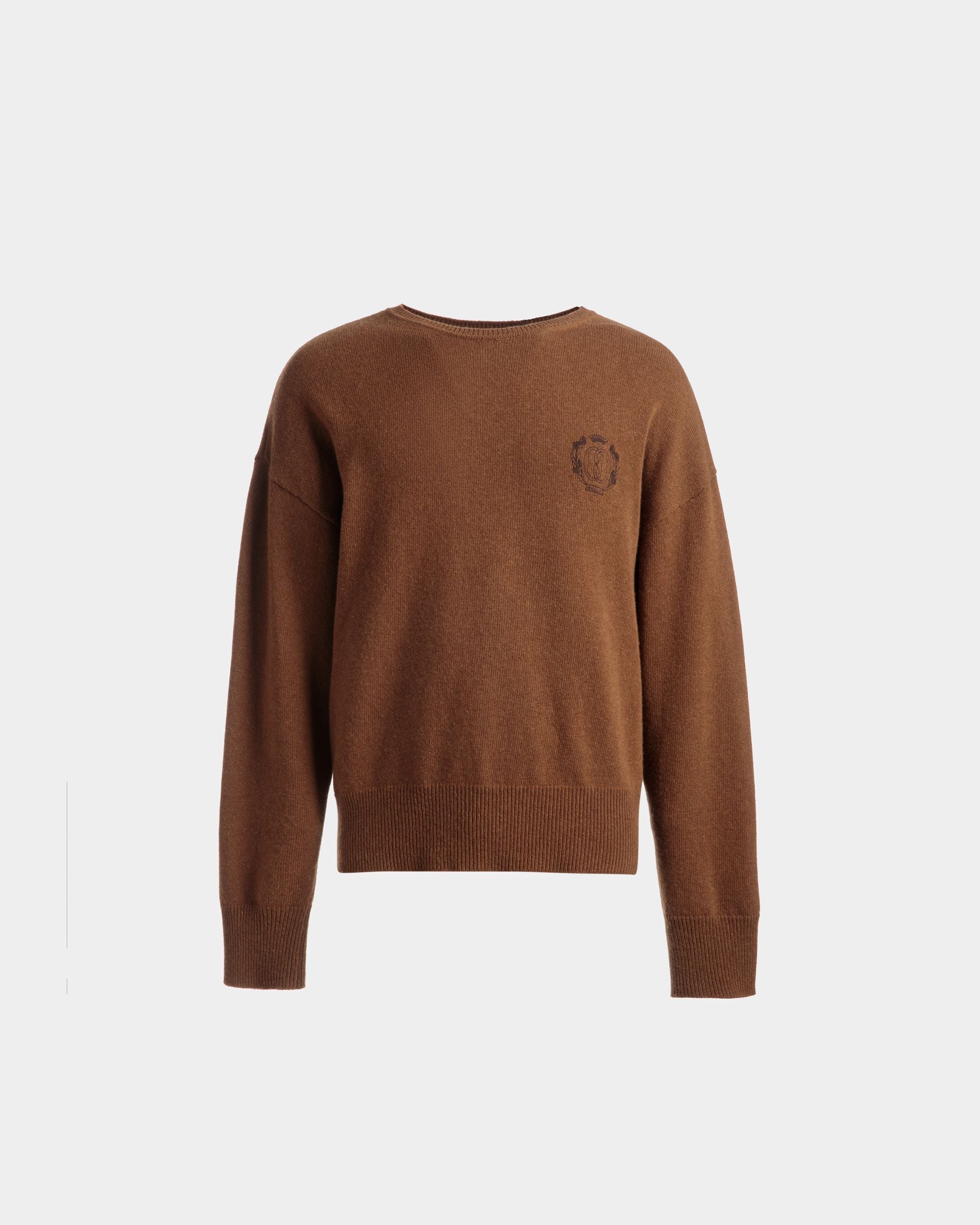 Bally Emblem Rundhalspullover Aus Kaschmirgemisch In Desert - Herren - Bally - 01