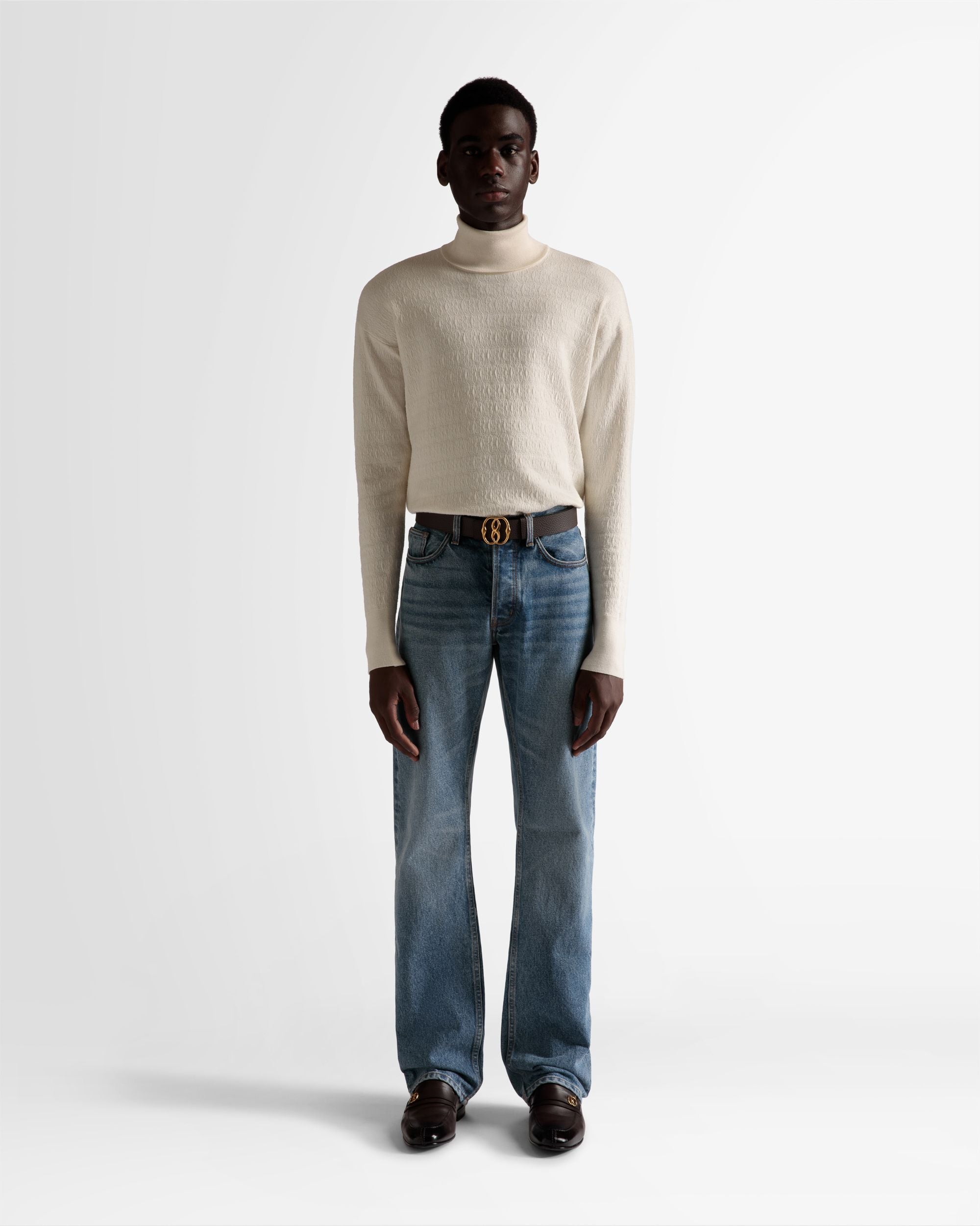 Rollkragenpullover Aus Wolle In Elfenbein - Herren - Bally - 02