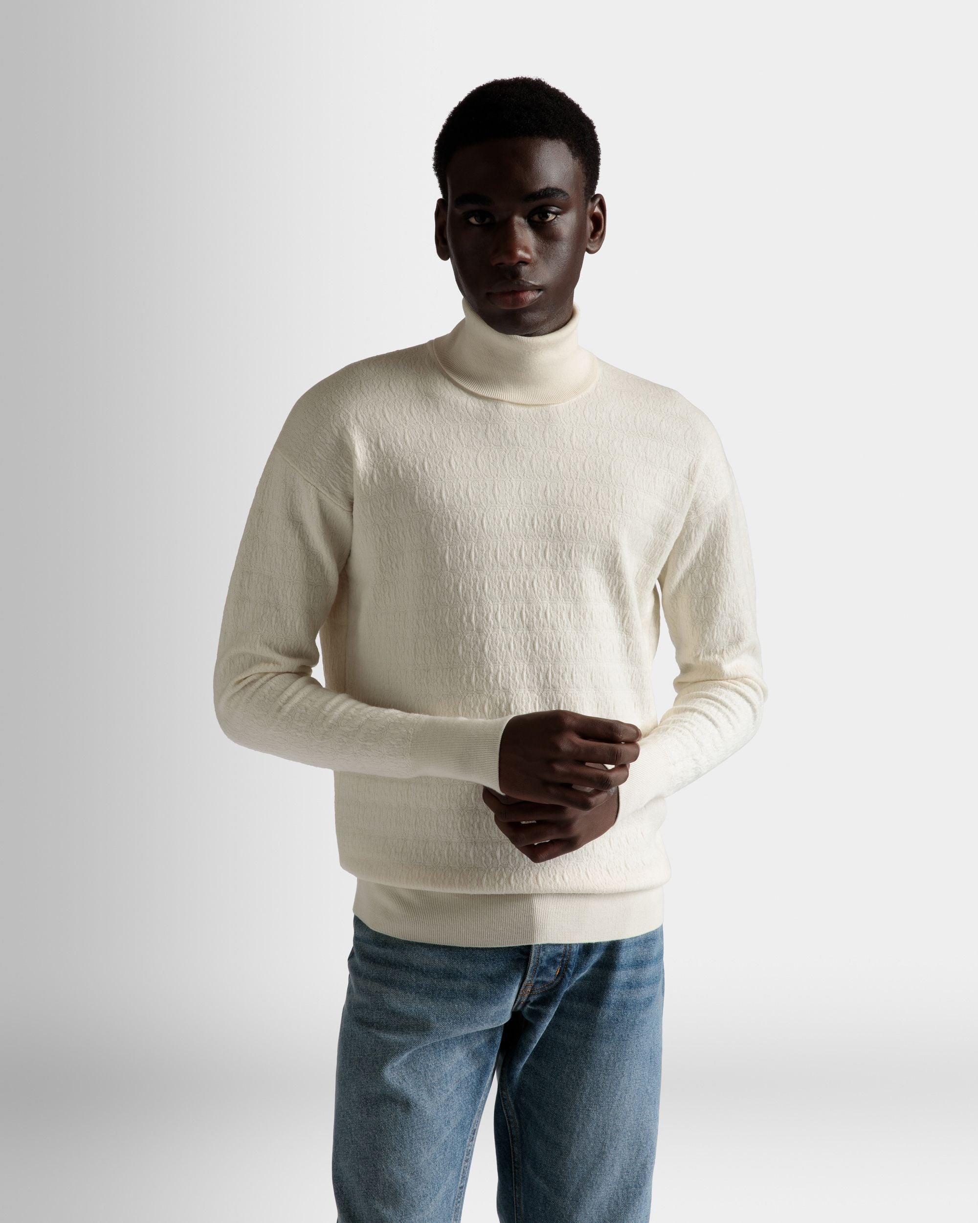 Rollkragenpullover Aus Wolle In Elfenbein - Herren - Bally - 03